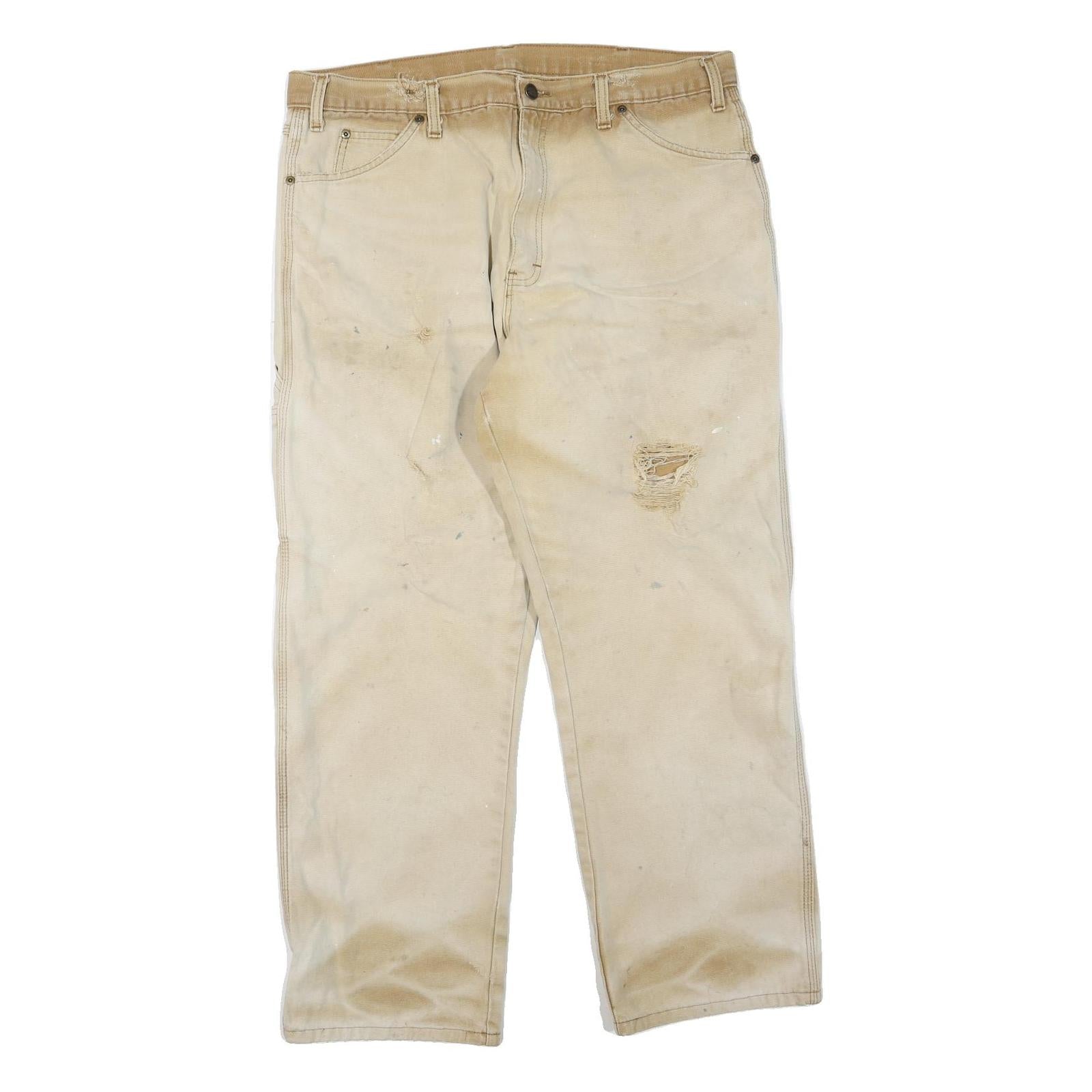 DICKIES Mens Regular Beige Cotton Blend Regular Fit Trousers W36 L29 Workwear Refurbished - N/A refurbished available on Cerqular