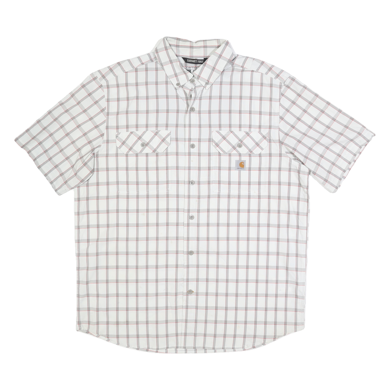 CARHARTT Mens White & Red Check Short Sleeve Shirt L Casual Workwear Refurbished - N/A refurbished available on Cerqular