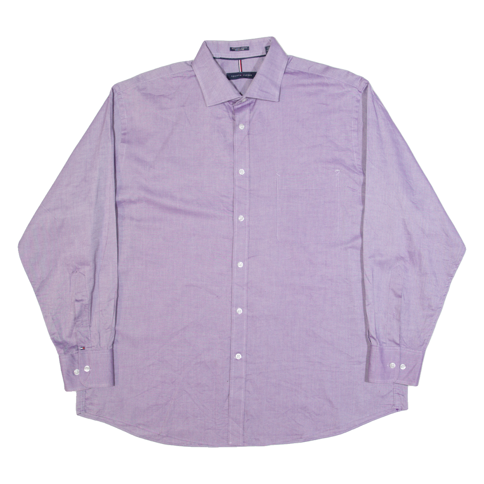 TOMMY HILFIGER Mens Plain Shirt Purple Long Sleeve XL Refurbished - N/A refurbished available on Cerqular