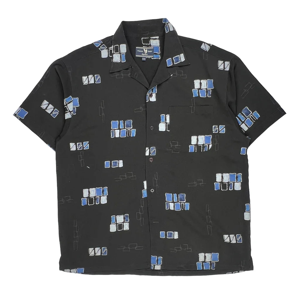 Vincent James Hip Hop Hawaiian Shirt - XL White Polyester Refurbished - Thrifted (note: this is a term often used to describe second- refurbished available on Cerqular