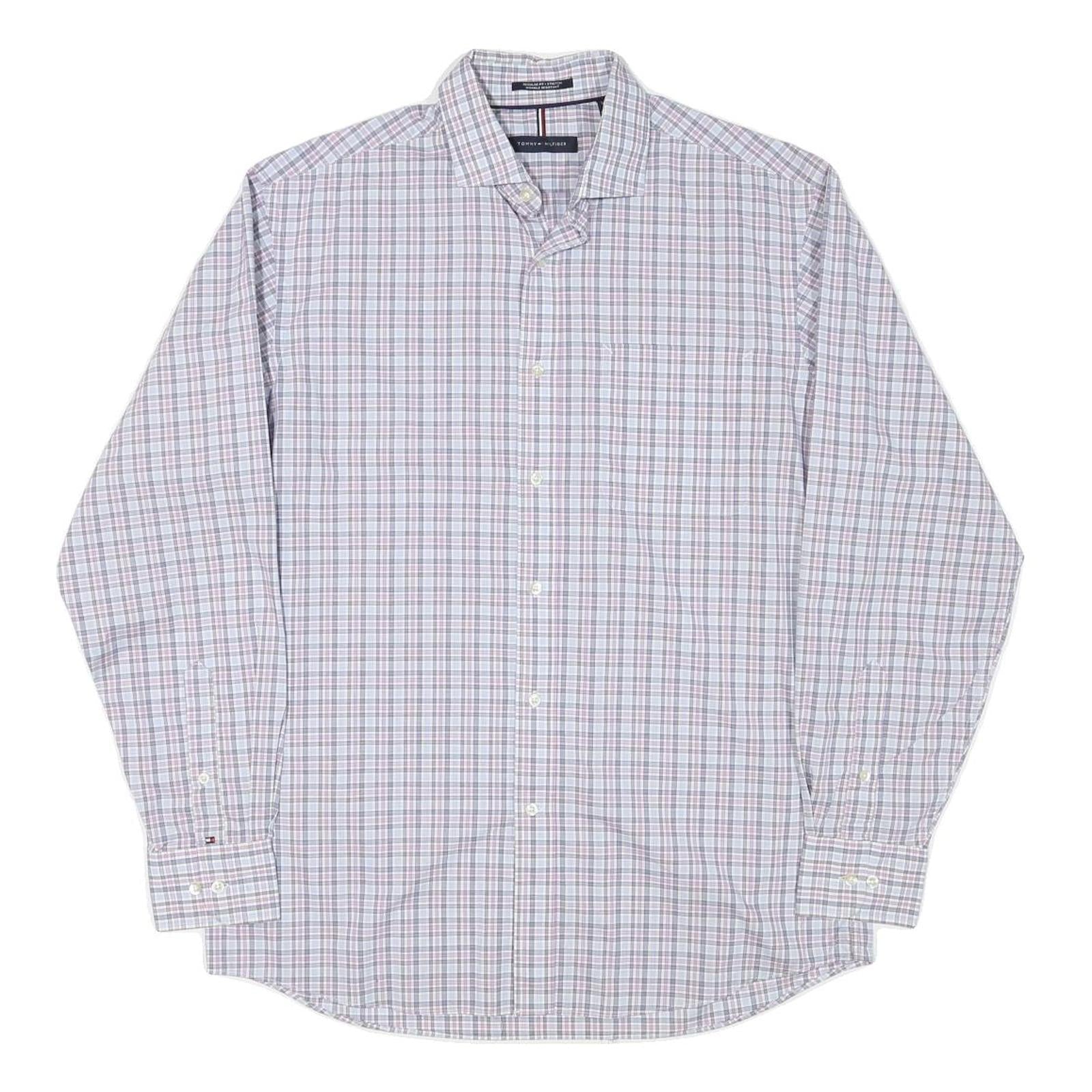 TOMMY HILFIGER Mens White & Pink Check Shirt M Classic Fit Button-Down Collar Refurbished - N/A refurbished available on Cerqular