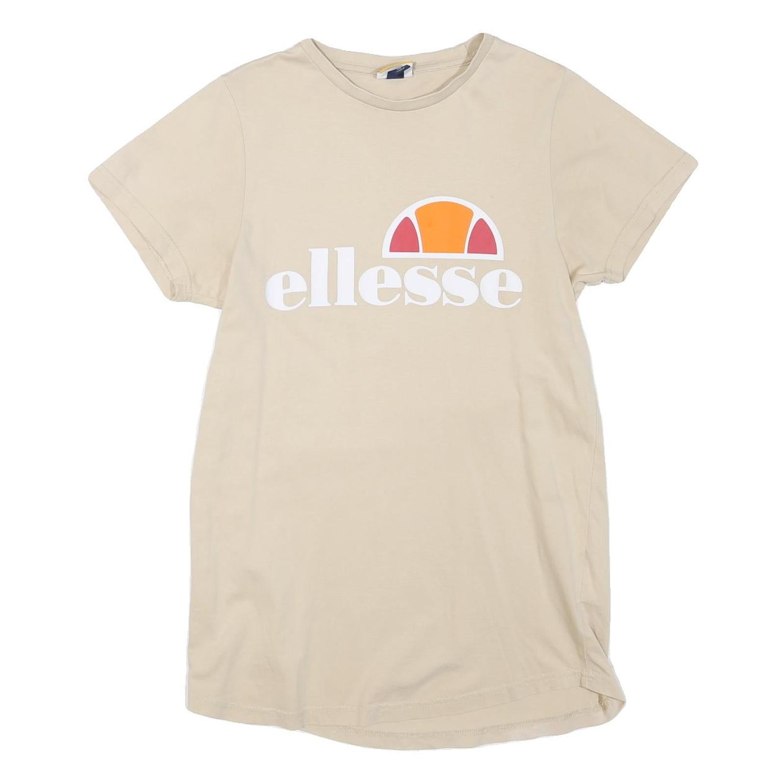 ELLESSE Womens Beige Cotton Blend T-Shirt M Short Sleeve Crew Neck Logo Print Refurbished - N/A refurbished available on Cerqular