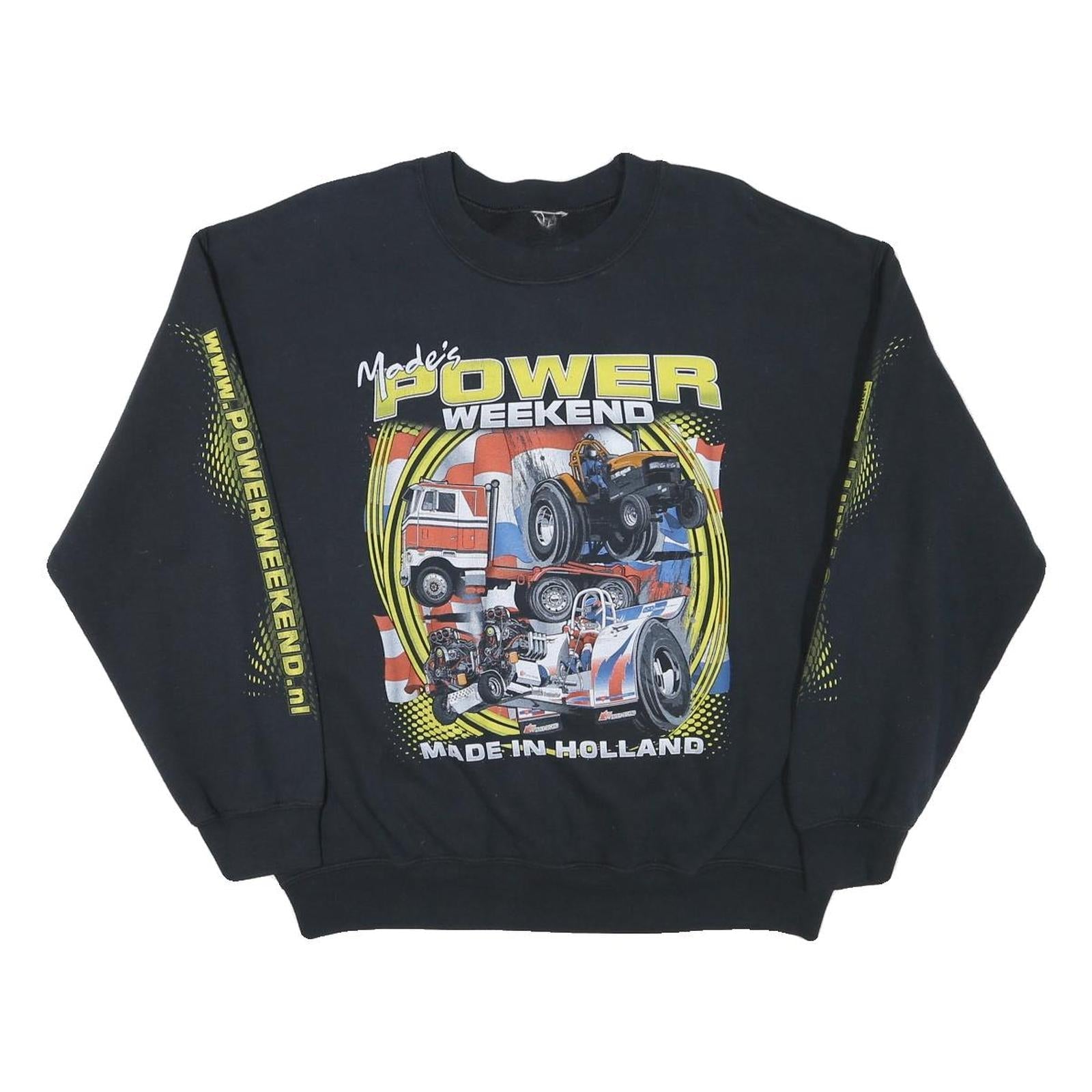Mens Black Power Weekend Cotton Blend Crew Neck Sweatshirt M Pulling Event Refurbished - N/A refurbished available on Cerqular