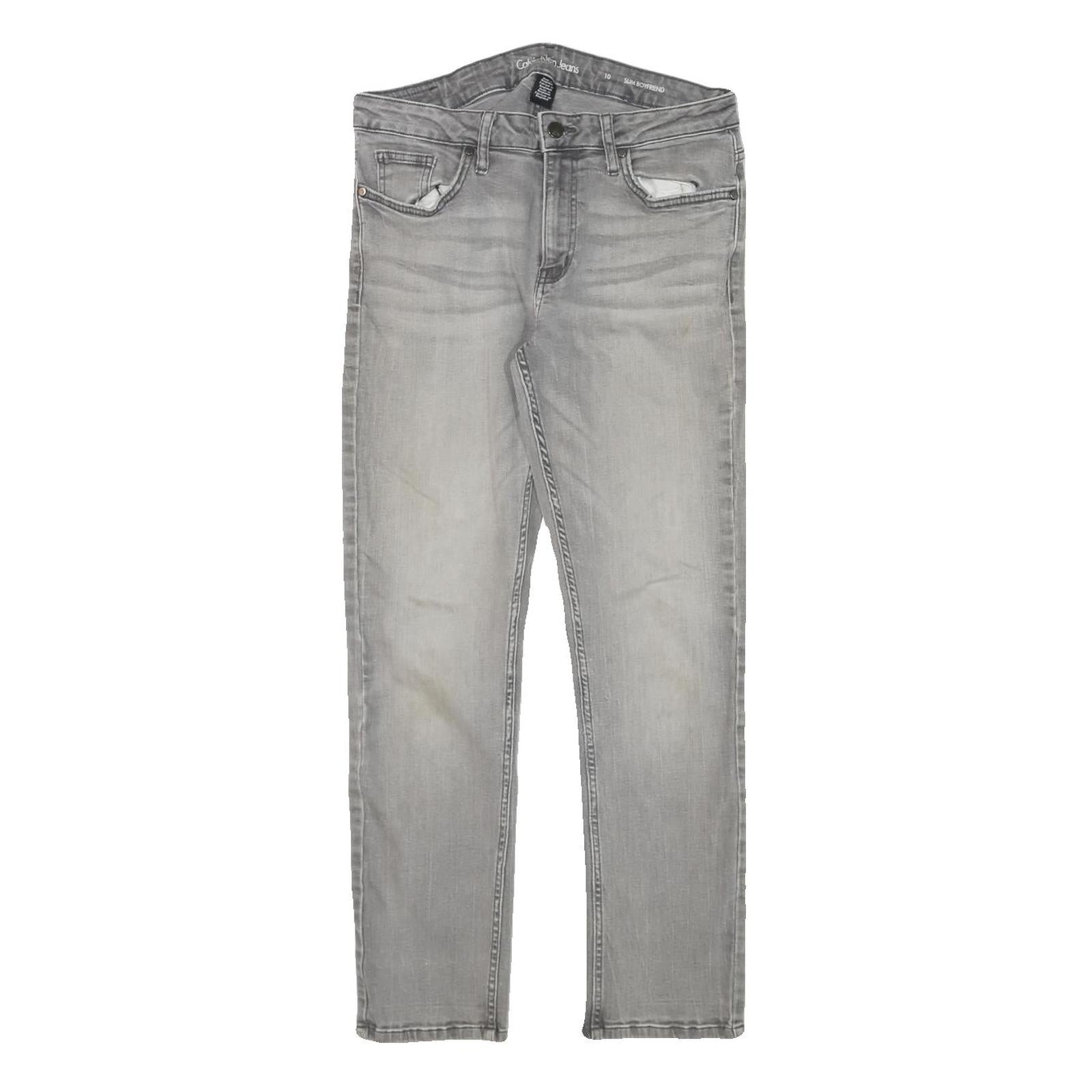 Calvin Klein Womens Slim Grey Denim Jeans W28 L27 Stylish Zip Closure Refurbished - N/A refurbished available on Cerqular