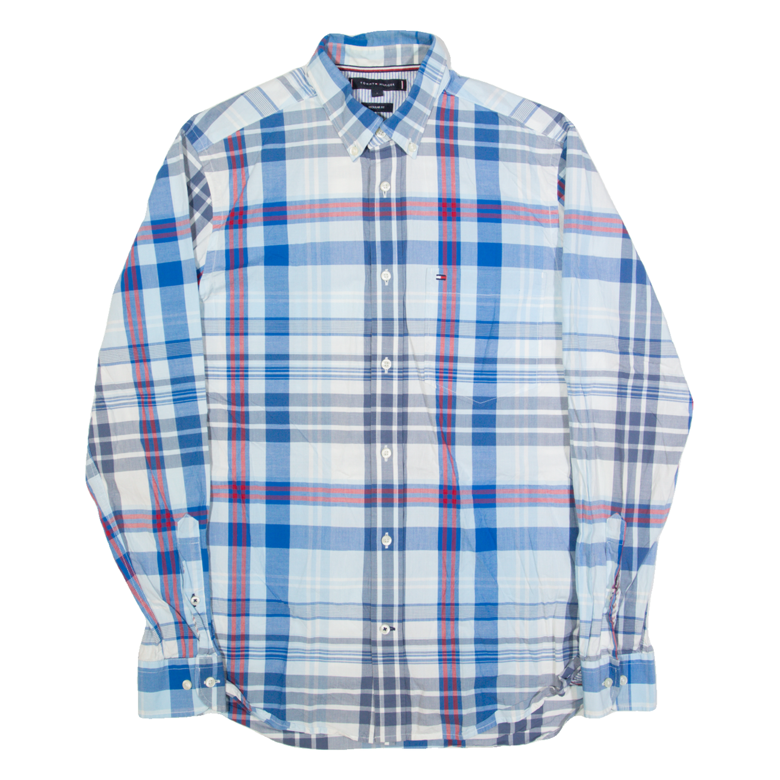 TOMMY HILFIGER Mens Shirt Blue Check Long Sleeve S Refurbished - N/A refurbished available on Cerqular