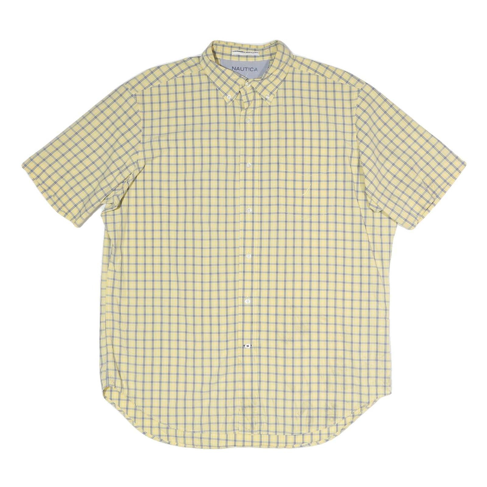 NAUTICA Mens Yellow & Blue Check Shirt L Button-Down Casual Cotton Blend Refurbished - N/A refurbished available on Cerqular