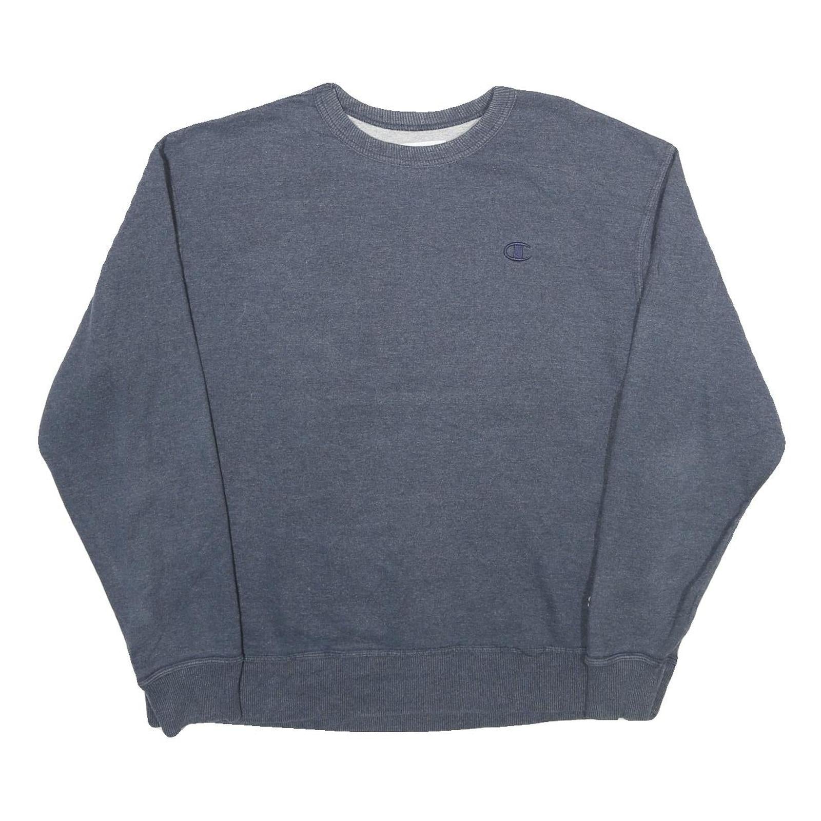 CHAMPION Mens Blue Crew Neck L Cotton Blend Sweatshirt Classic Logo Pullover Refurbished - N/A refurbished available on Cerqular