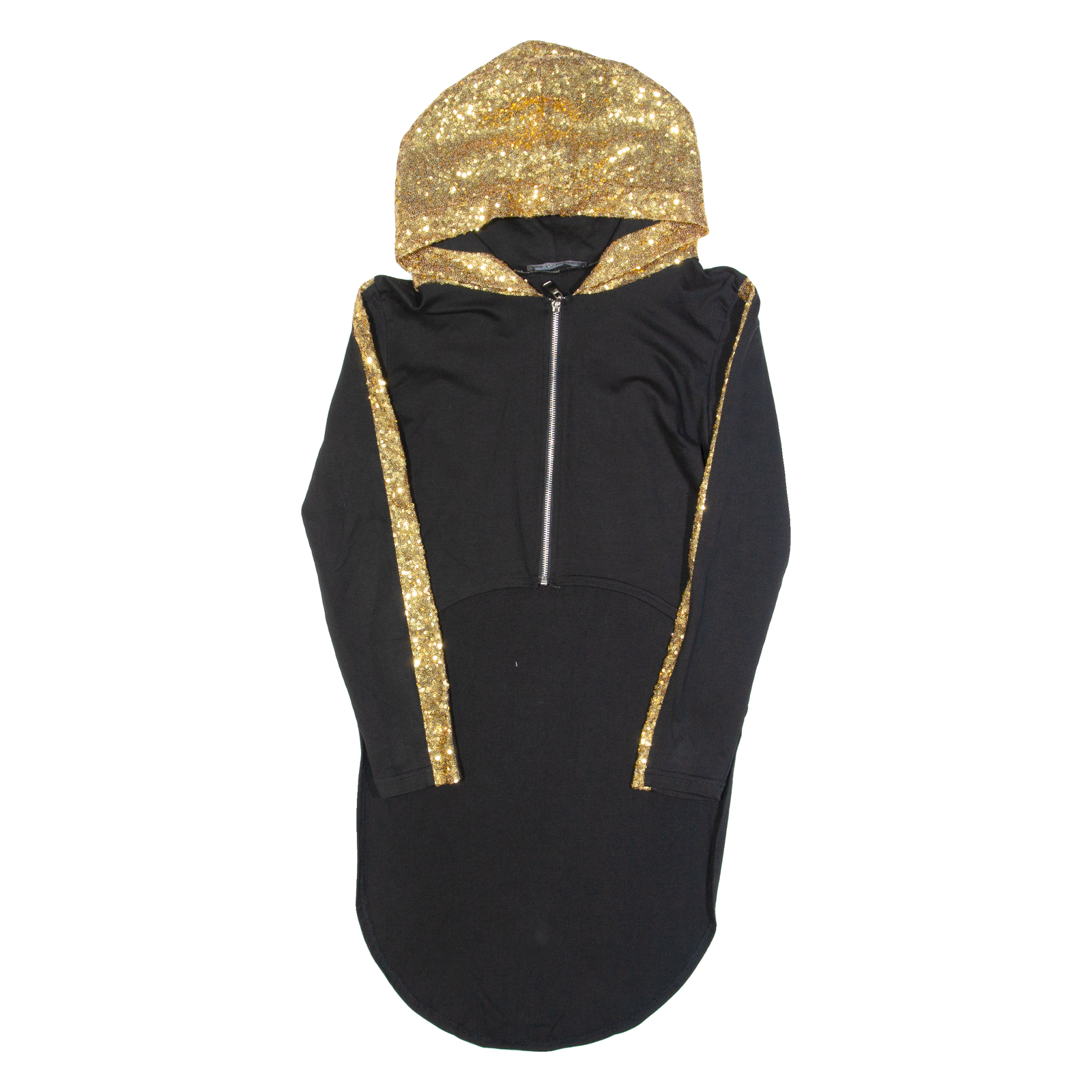 J'ADORE Hooded Sequin Hi-Low Womens Top Black Long Sleeve S Refurbished - N/A refurbished available on Cerqular