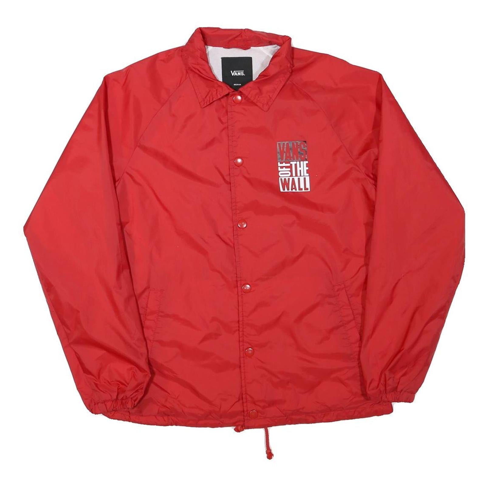 VANS Mens Red Button Nylon Coach Jacket M Off The Wall Print Casual Refurbished - N/A refurbished available on Cerqular