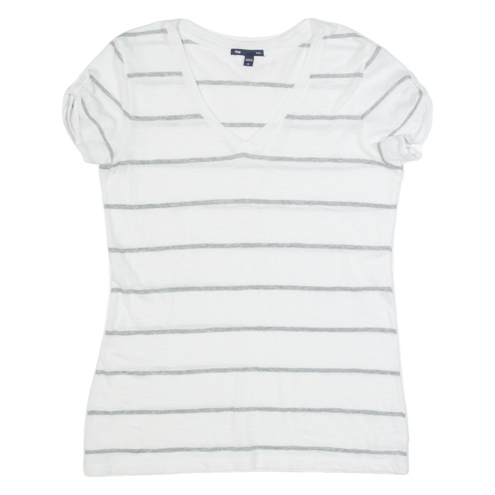 GAP Striped Womens T-Shirt White V-Neck M Refurbished - N/A refurbished available on Cerqular