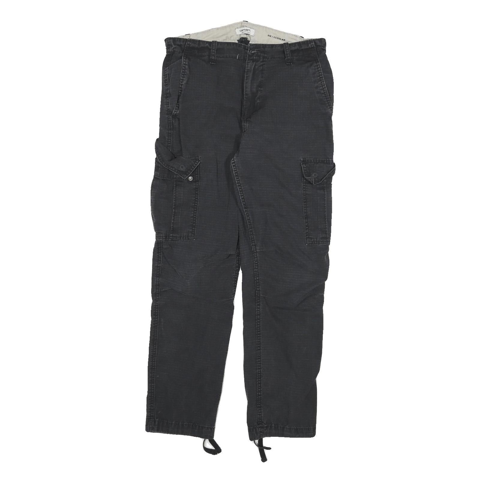 CARHARTT Mens Dark Black Regular Fit Cargo Cotton Blend Jeans W29 L27 Utility Refurbished - N/A refurbished available on Cerqular