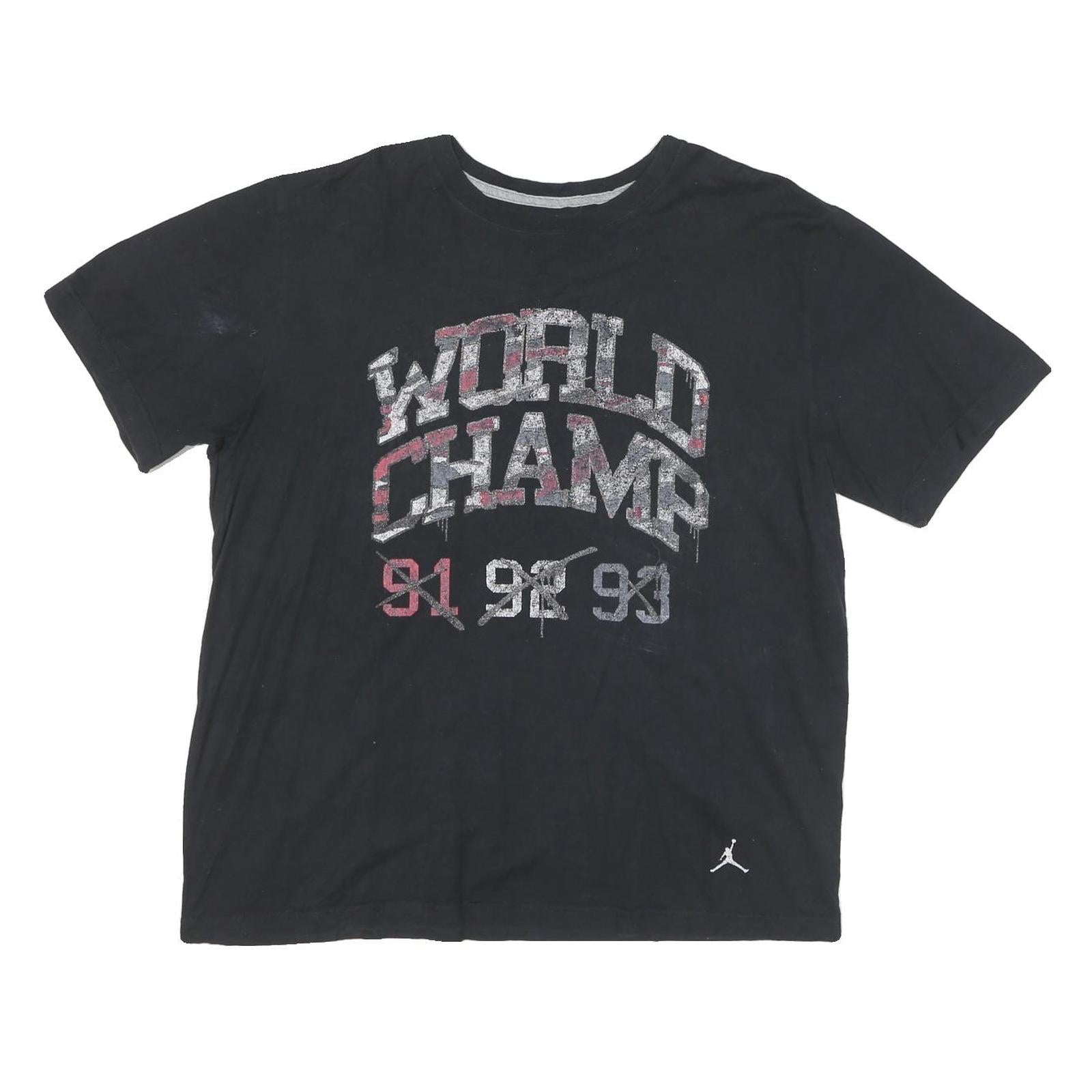 AIR JORDAN Mens Black Graphic Print XL Short Sleeve Crew Neck Cotton Blend Refurbished - N/A refurbished available on Cerqular