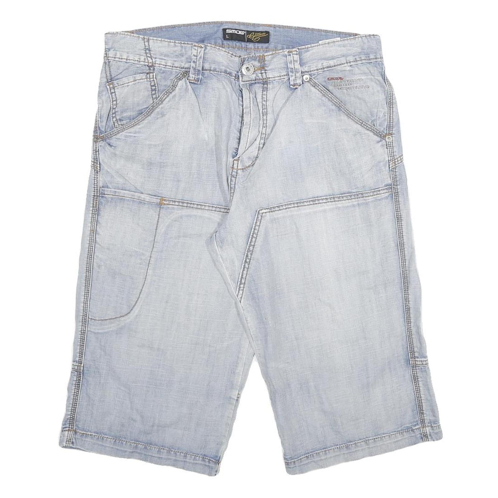 SMOG Mens Shorts Blue Casual L W34 Cotton Blend Classic Fit Denim Style Refurbished - N/A refurbished available on Cerqular