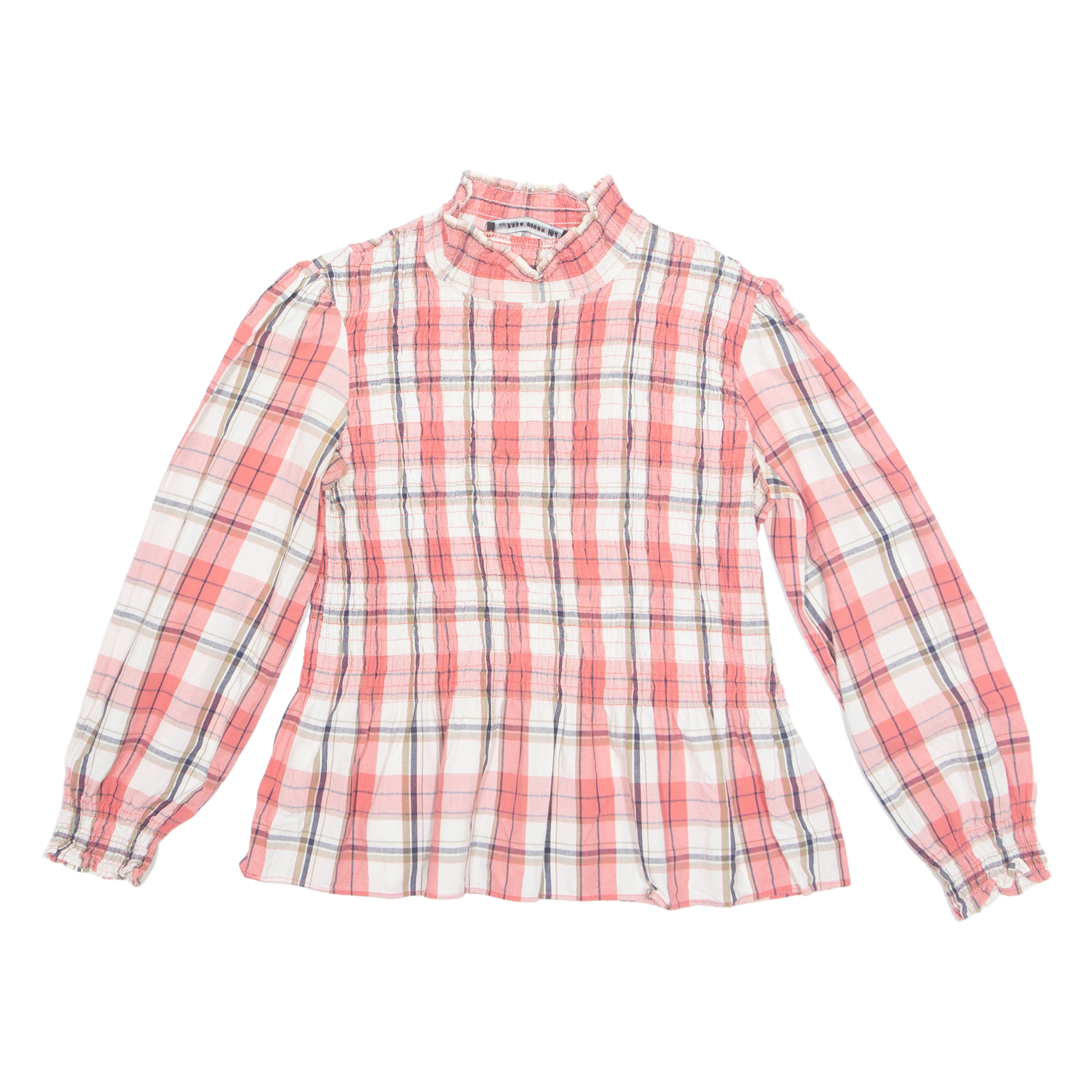 ZARA Womens Printed Top Pink Long Sleeve Check M Refurbished - N/A refurbished available on Cerqular