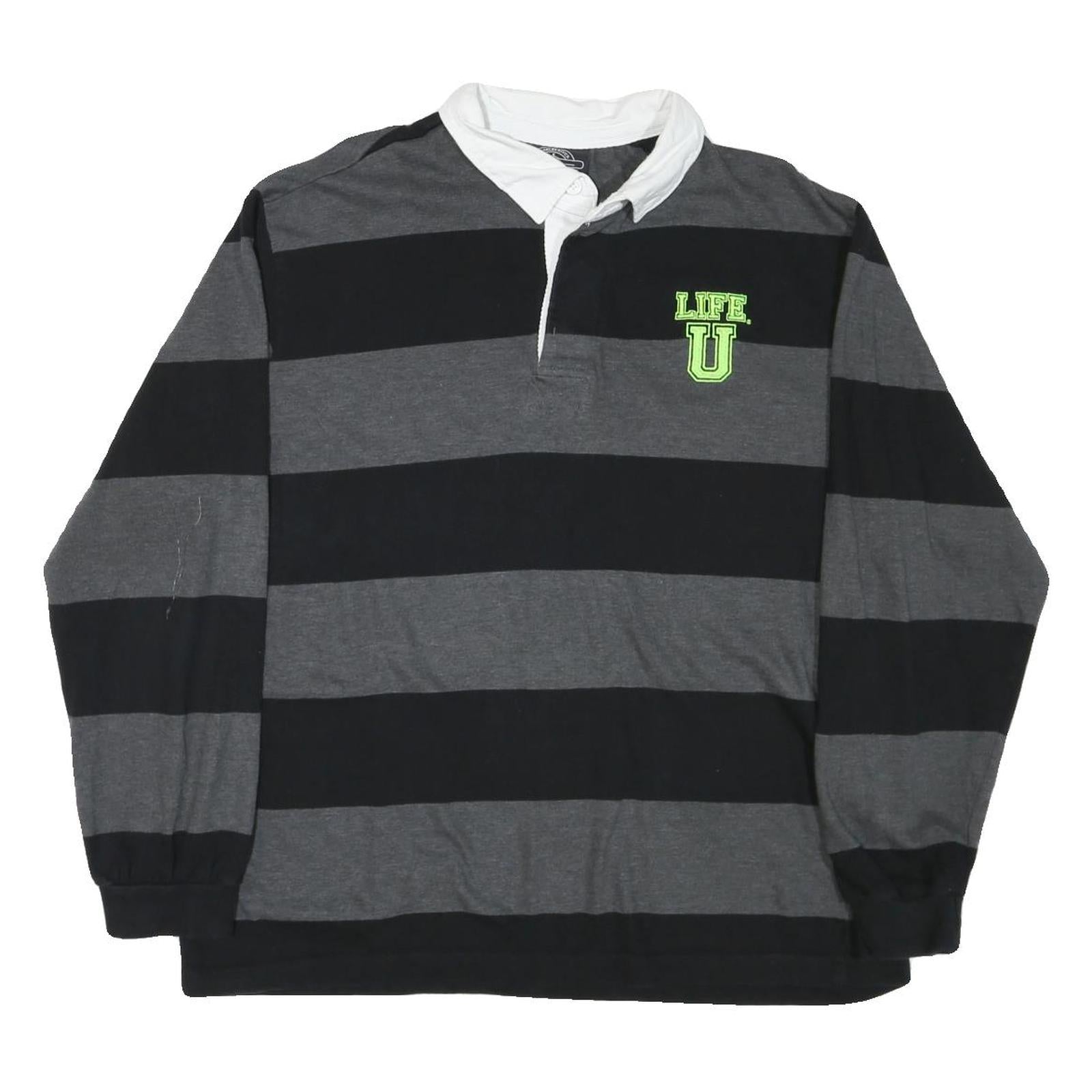 CHARLES RIVER Mens Black & Grey Striped Long Sleeve Polo Shirt XL Life U Refurbished - N/A refurbished available on Cerqular
