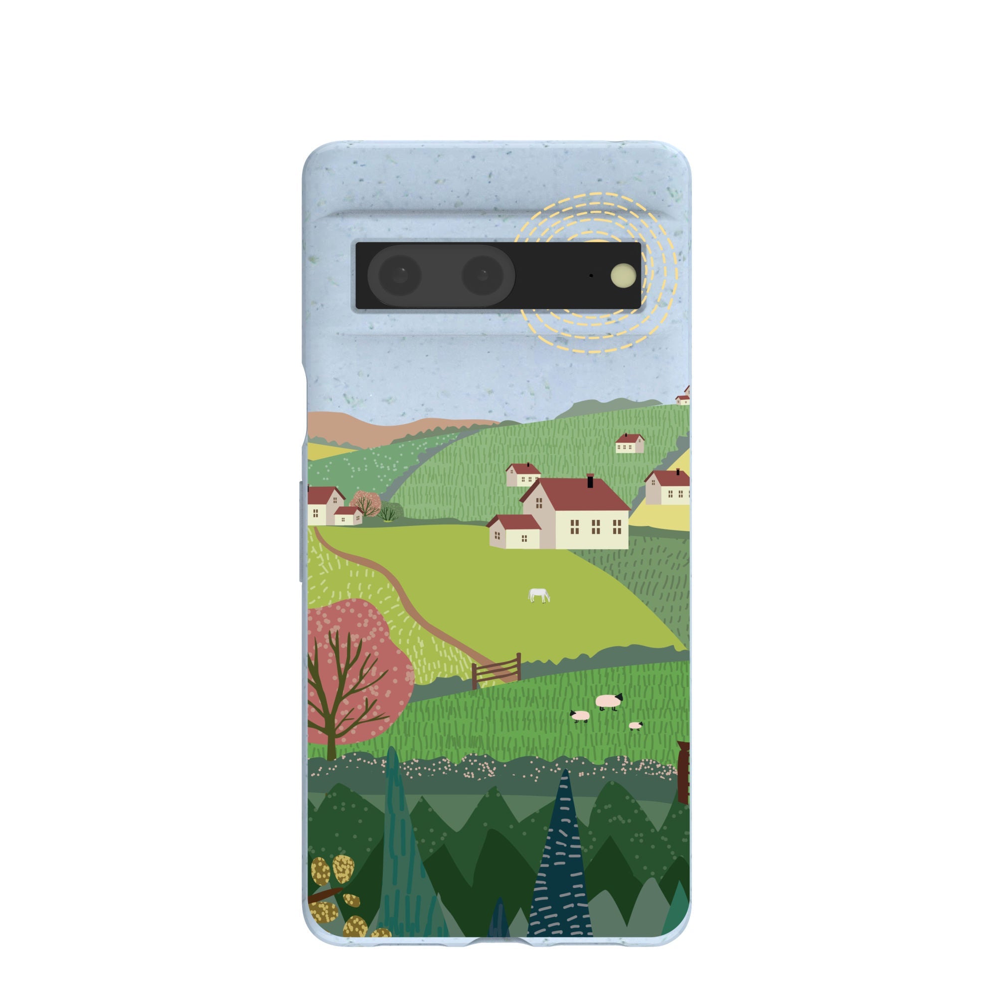 Powder Blue Sunny Countryside Google Pixel 7 Case Refurbished - Pela Case refurbished available on Cerqular