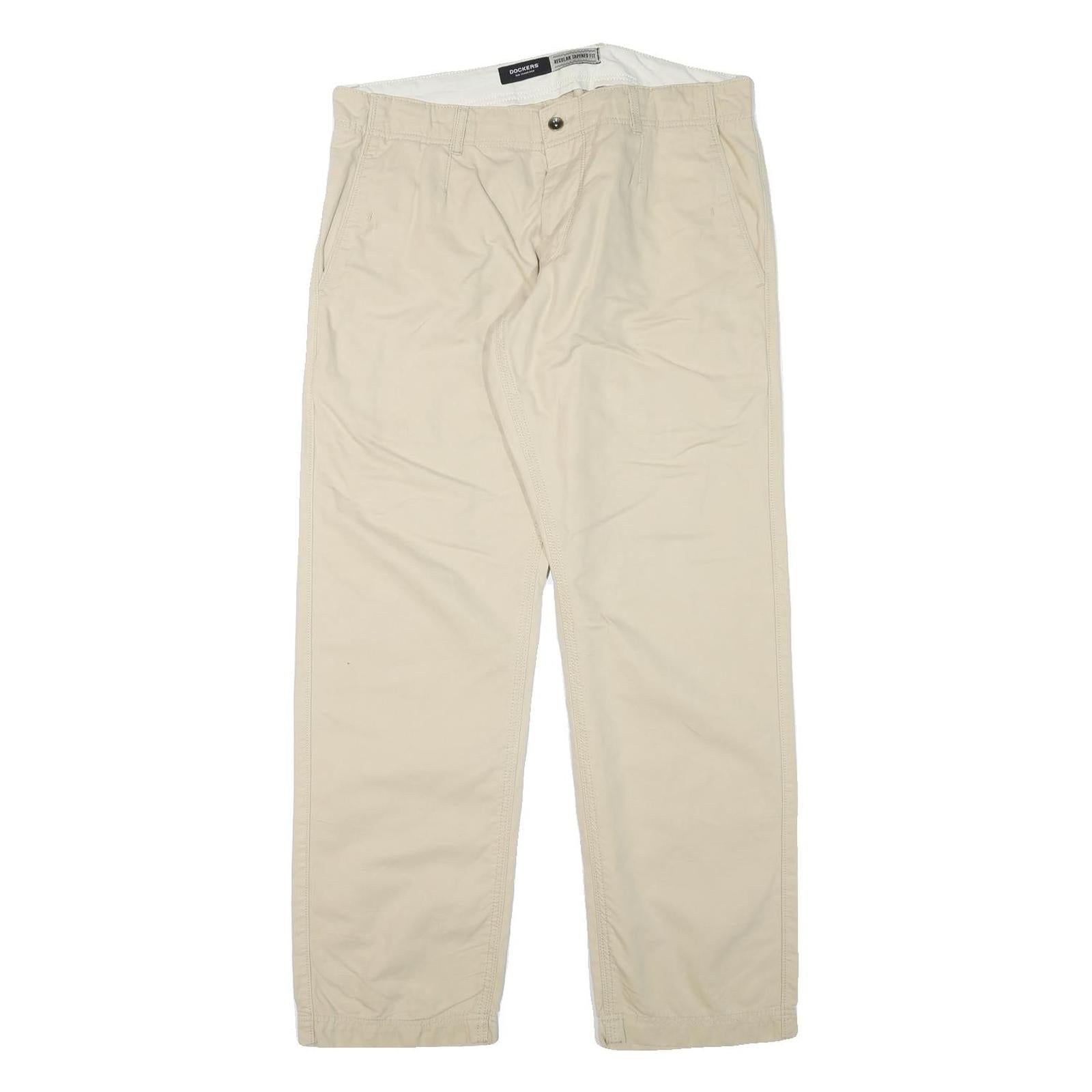 DOCKERS Mens Cotton Blend Beige Relaxed Straight Trousers W37 L32 Casual Wear Refurbished - N/A refurbished available on Cerqular