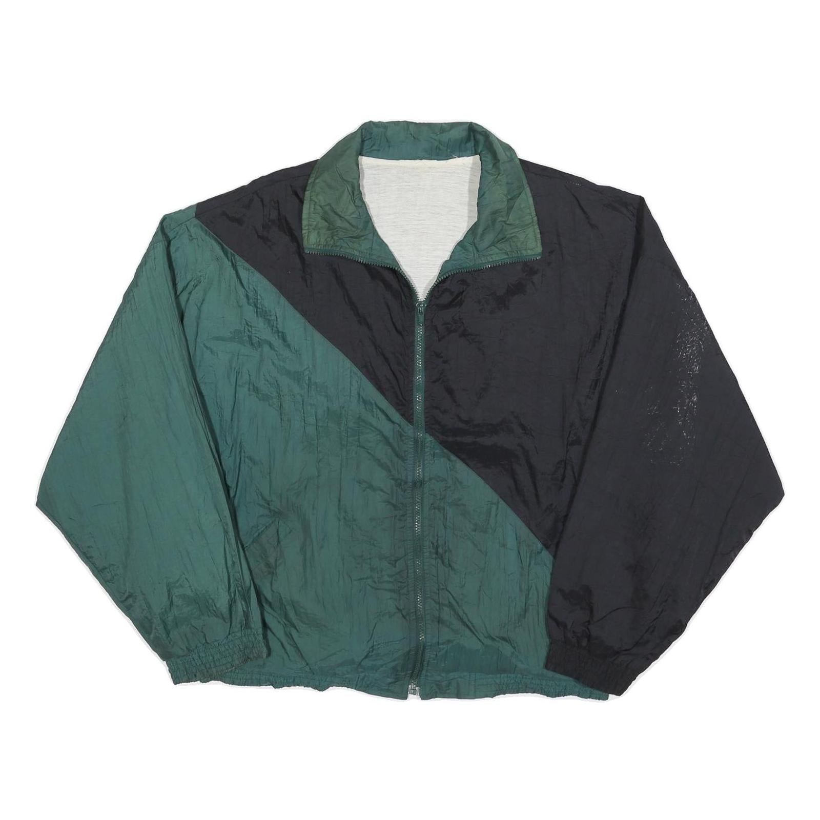 Mens Black & Green Colourblock Jacket XL Polyester Blend Zip Overcoat Plain Refurbished - N/A refurbished available on Cerqular