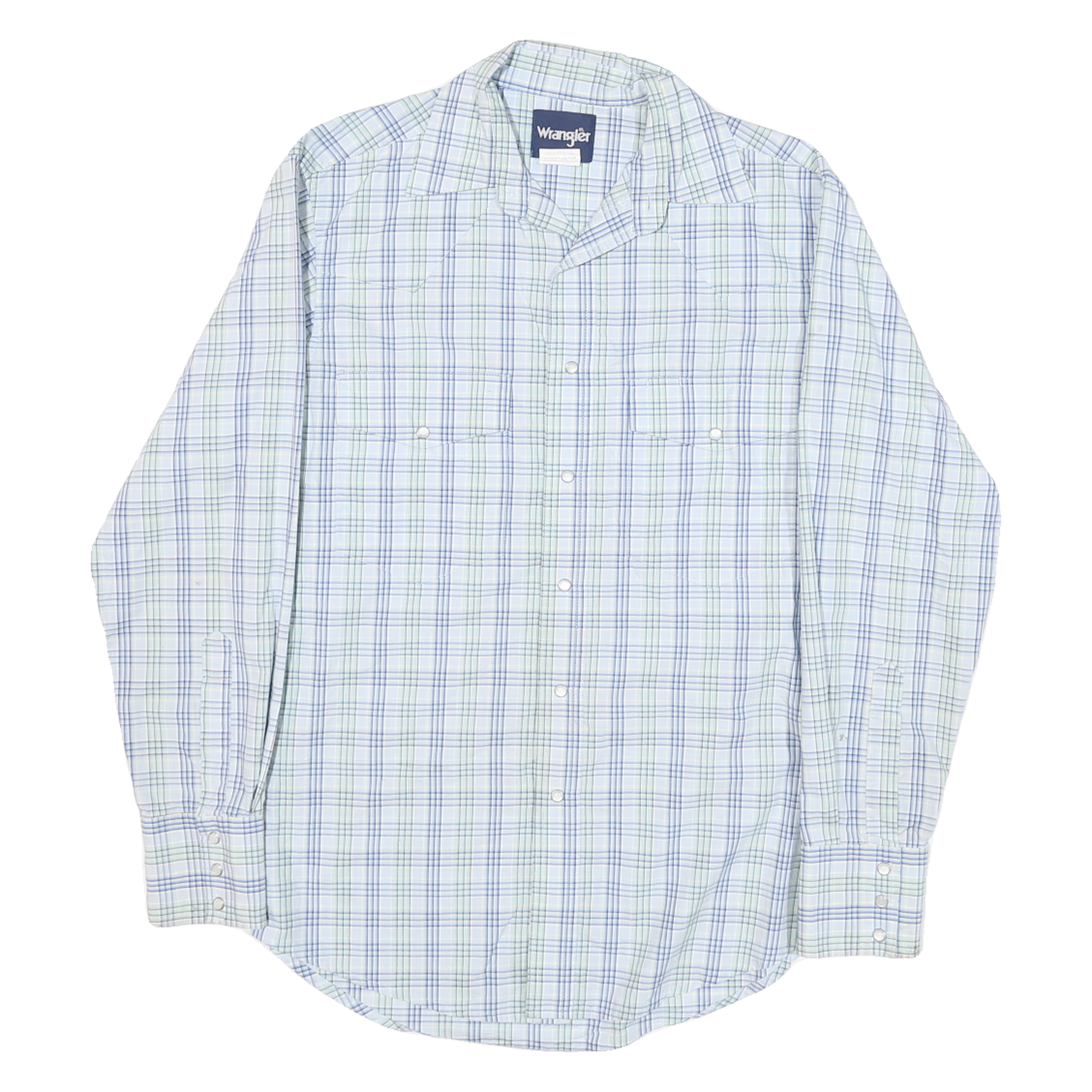 WRANGLER Mens Blue & Green Check Shirt S Casual Cotton Blend Western Refurbished - N/A refurbished available on Cerqular
