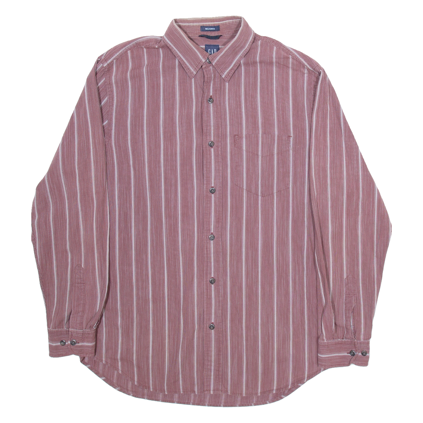 GAP Mens Shirt Maroon Striped Long Sleeve M Refurbished - N/A refurbished available on Cerqular