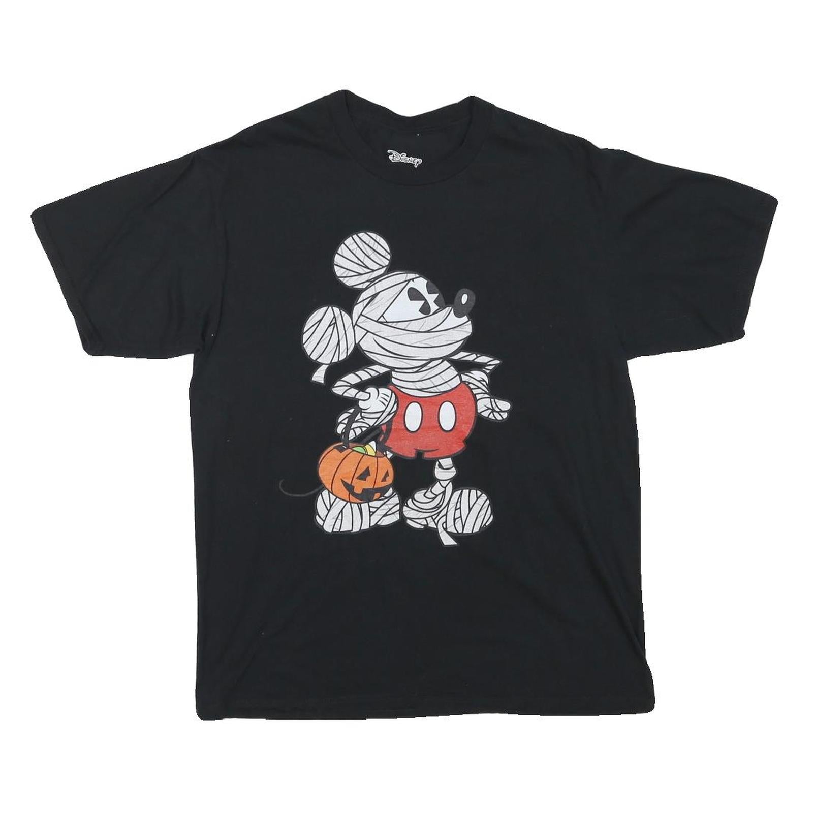 DISNEY Mens Black Mickey Mouse Halloween Graphic T-Shirt S Crew Neck Short Refurbished - N/A refurbished available on Cerqular