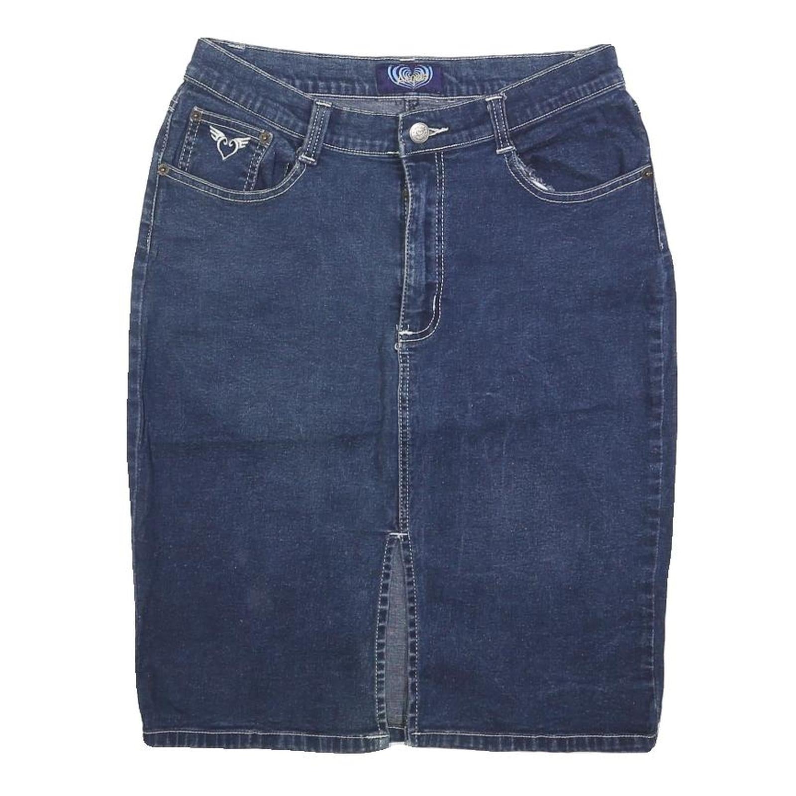 ANGELS Womens Blue Denim Pencil Knee Length Cotton Blend Skirt S Stylish Casual Refurbished - N/A refurbished available on Cerqular