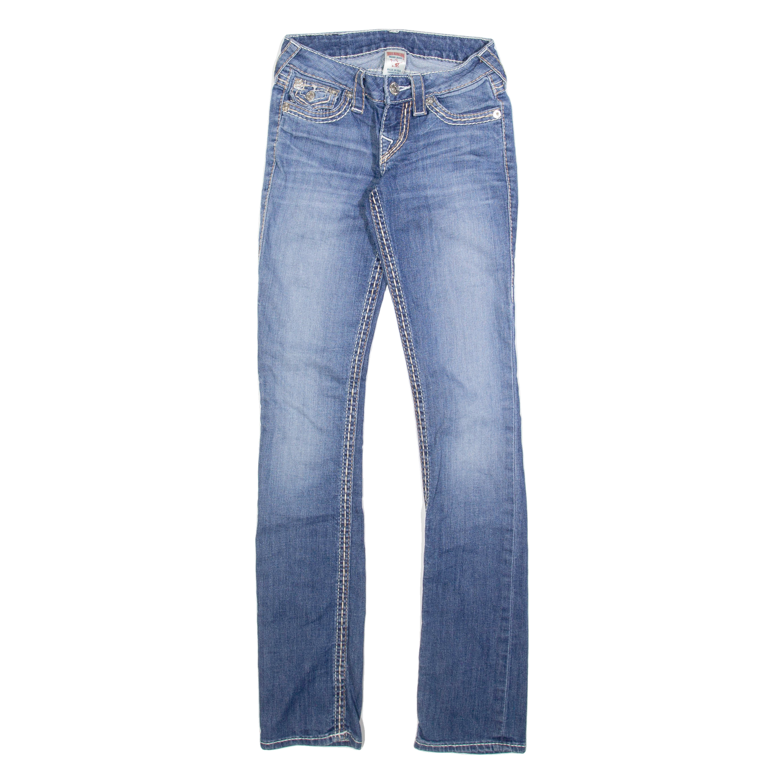 TRUE RELIGION Womens Jeans Blue Slim Straight Stone Wash W24 L33 Refurbished - N/A refurbished available on Cerqular