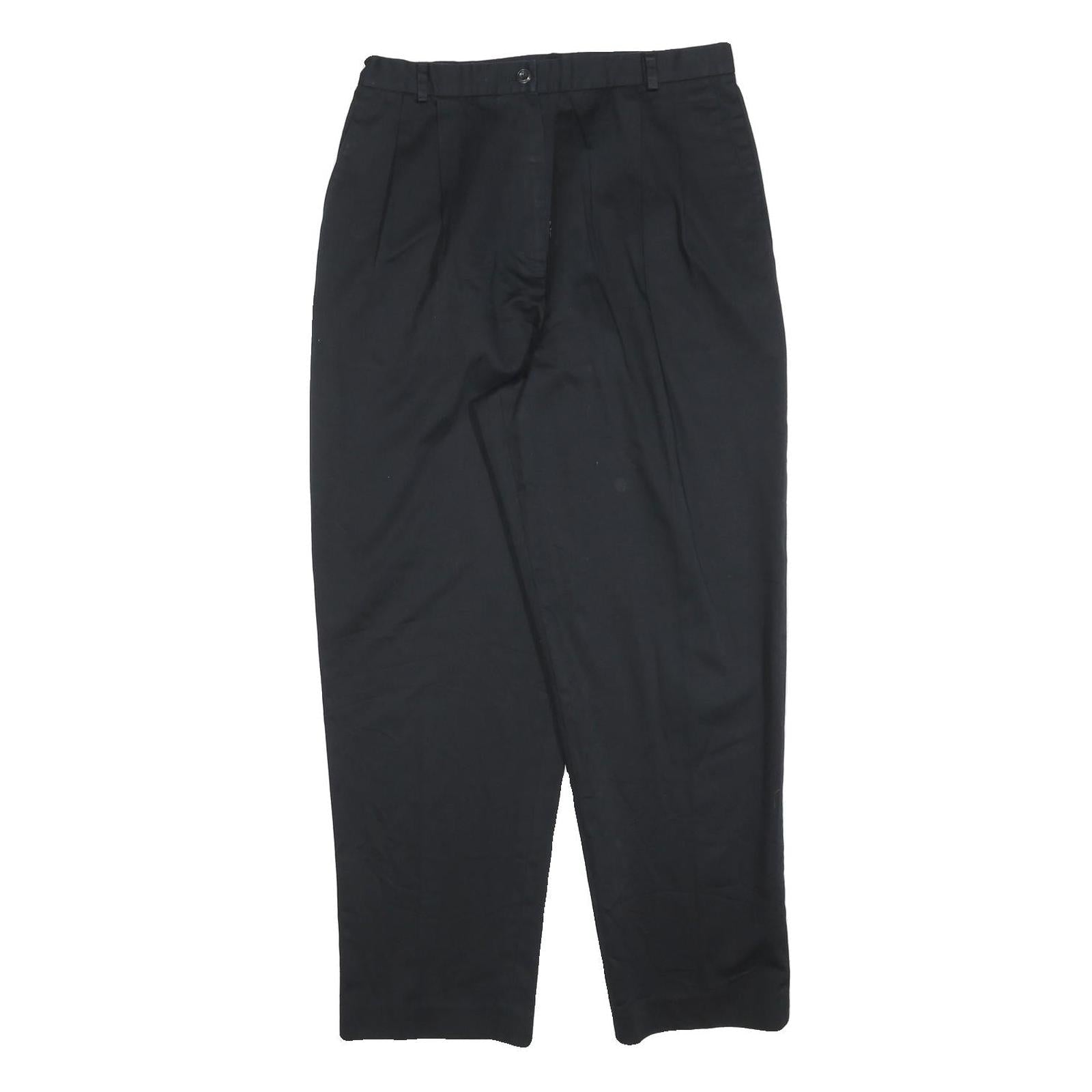 LANDS END Womens Cotton Blend Black Regular Fit Straight Leg Trousers W30 L28 Refurbished - N/A refurbished available on Cerqular