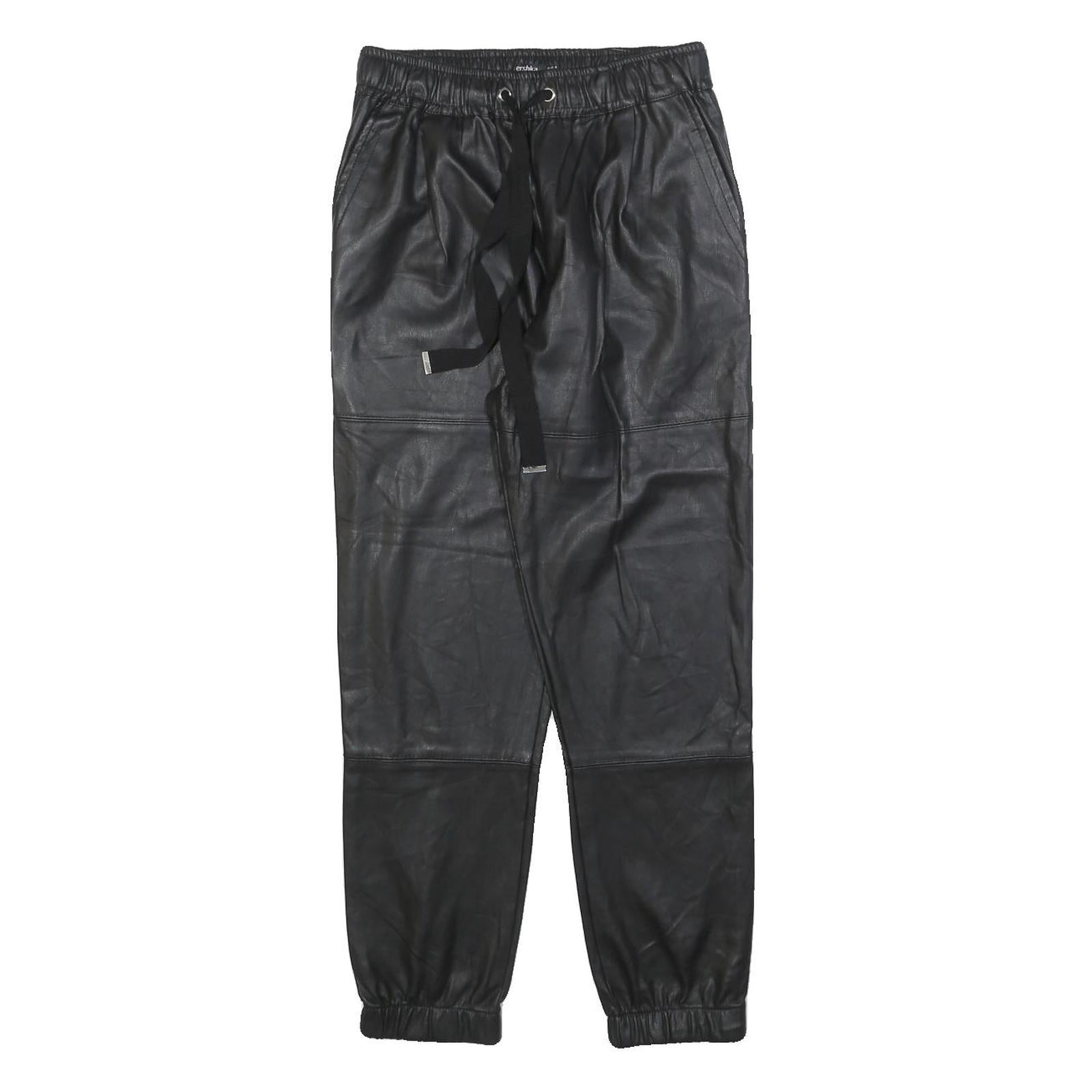 BERSHKA Womens Black Regular Fit Trousers W25 L26 Drawstring Jogger Style Refurbished - N/A refurbished available on Cerqular
