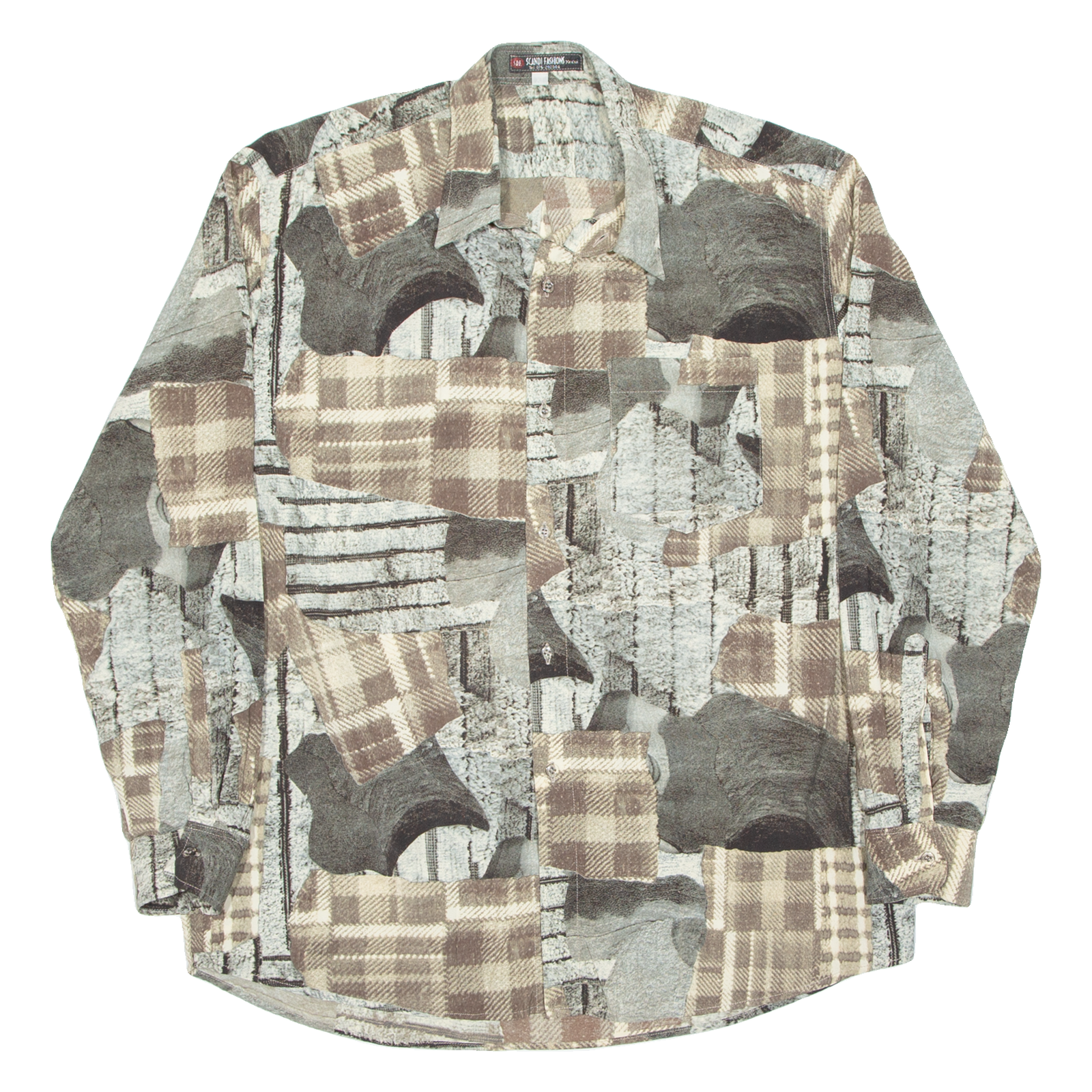 SCANIA FASHIONS Mens Shirt Brown Crazy Pattern Long Sleeve XL Refurbished - N/A refurbished available on Cerqular