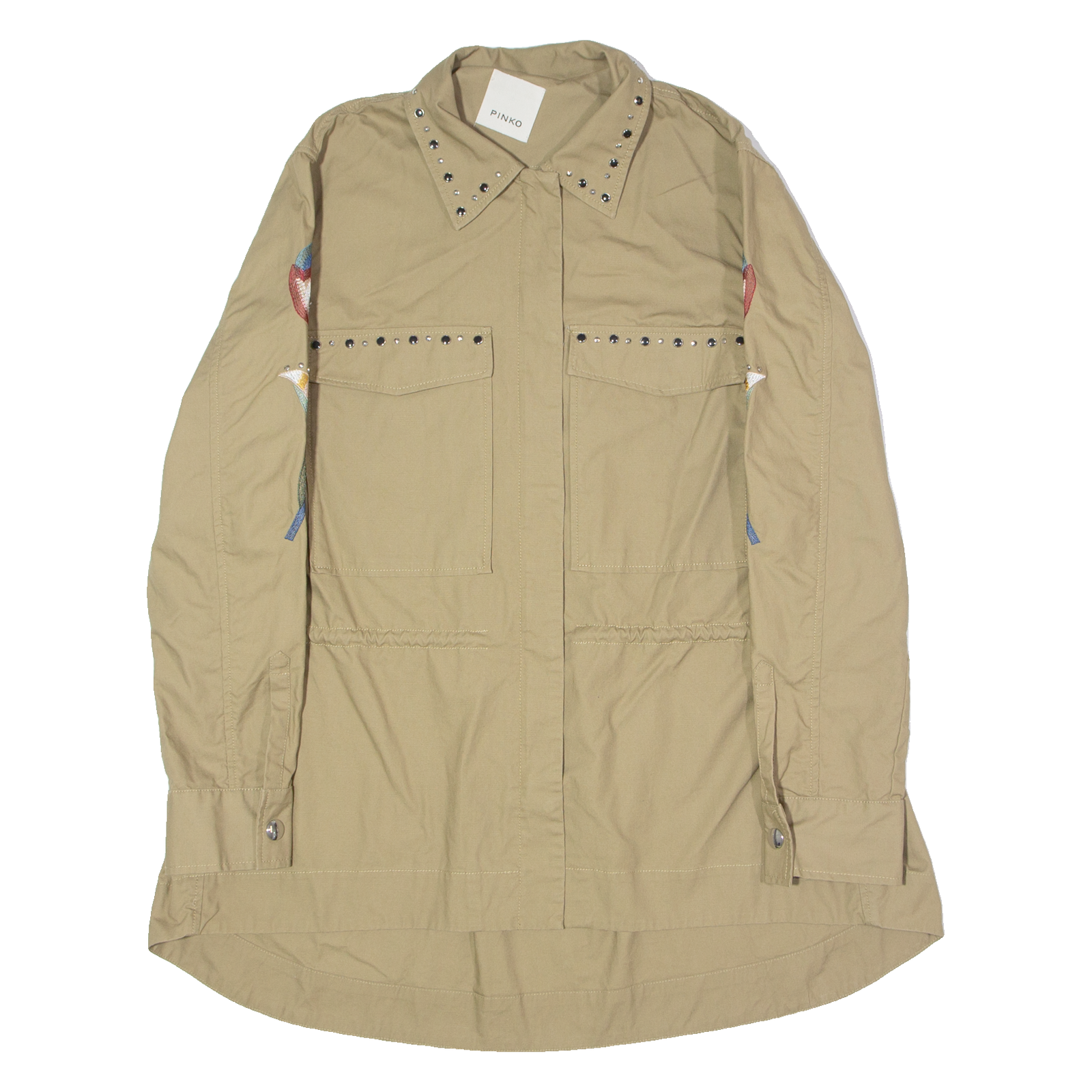 PINKO Embellished Womens Trench Jacket Beige Floral UK 12 Refurbished - N/A refurbished available on Cerqular