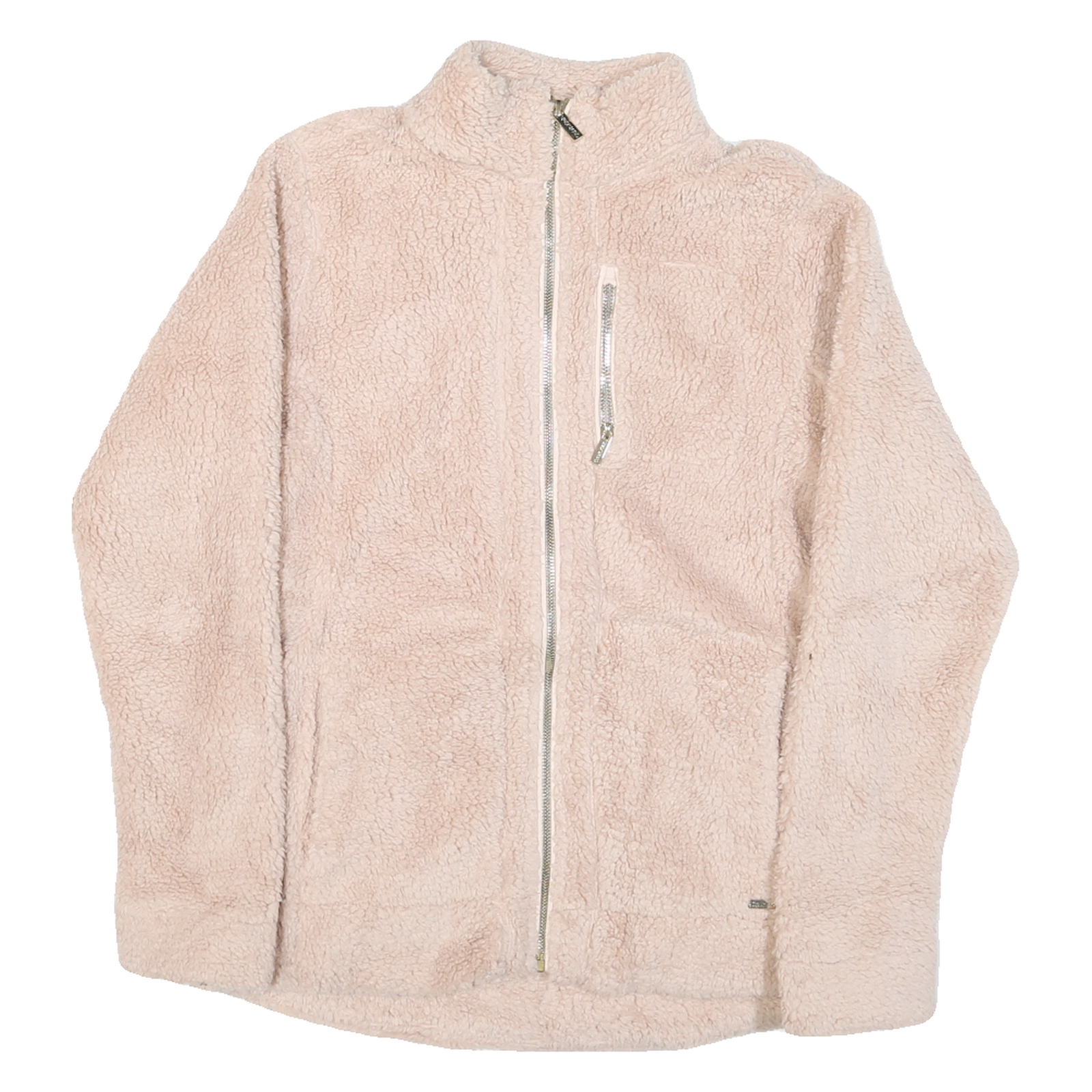 CALVIN KLEIN Womens Cream Zip Up Jacket S Polyester Blend Sherpa Fleece Soft Refurbished - N/A refurbished available on Cerqular
