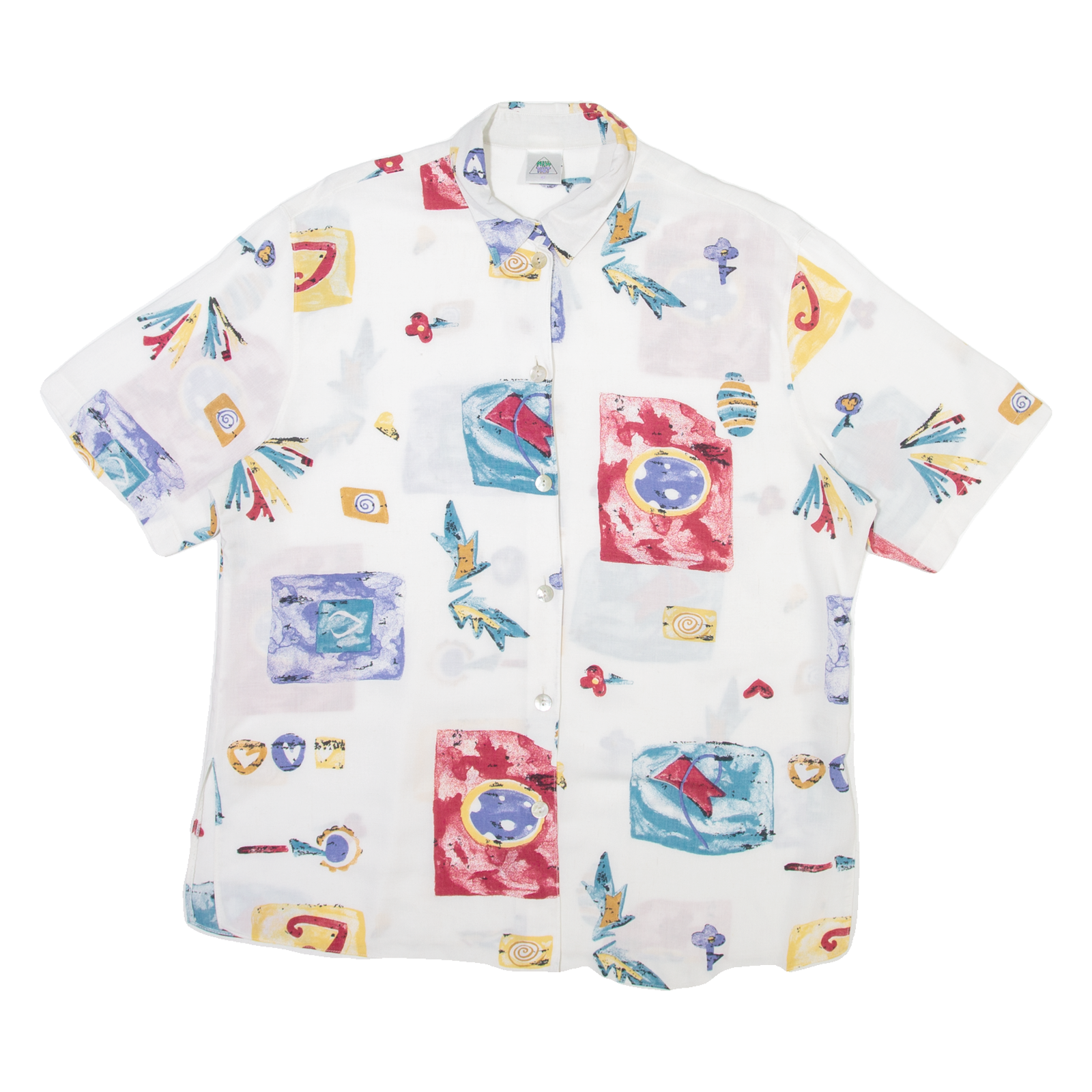 NEW FAST Womens Shirt White Viscose Geometric L Refurbished - N/A refurbished available on Cerqular
