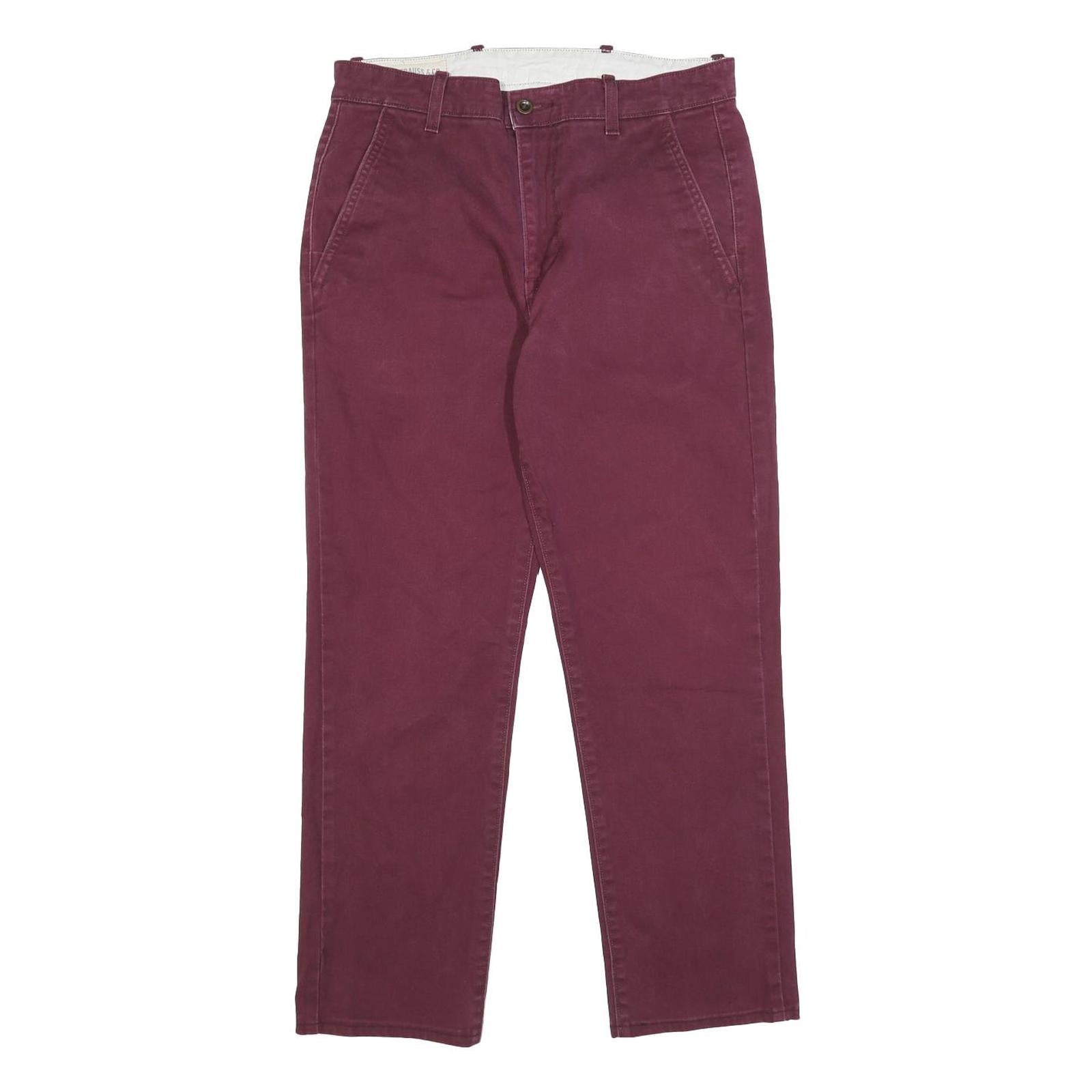 LEVI'S Mens Cotton Blend Burgundy Slim Straight Trousers W30 L27 Casual Wear Refurbished - N/A refurbished available on Cerqular