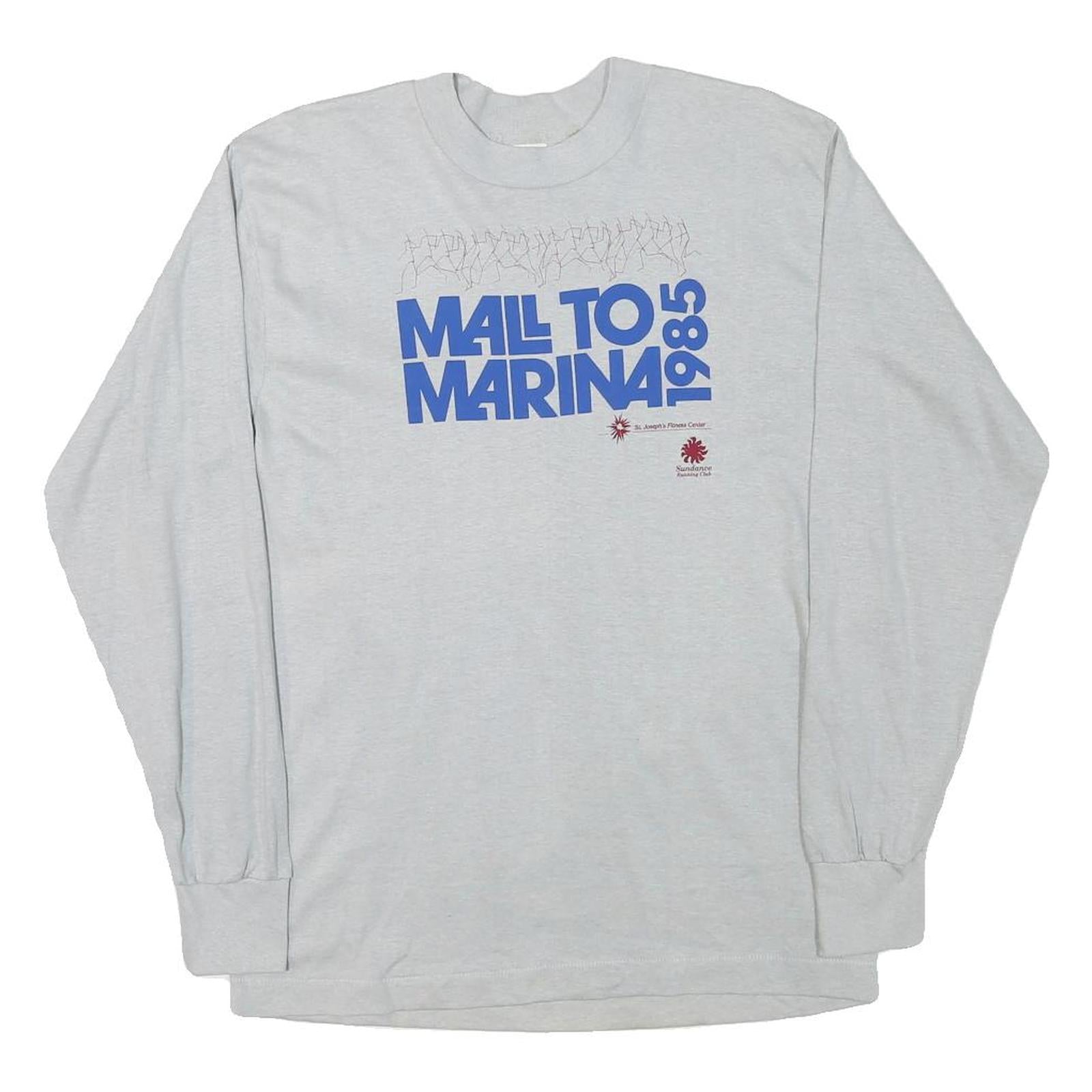 HEF-T Mens Grey Mail To Marina 1985 Graphic Long Sleeve Crew Neck T-Shirt L Refurbished - N/A refurbished available on Cerqular