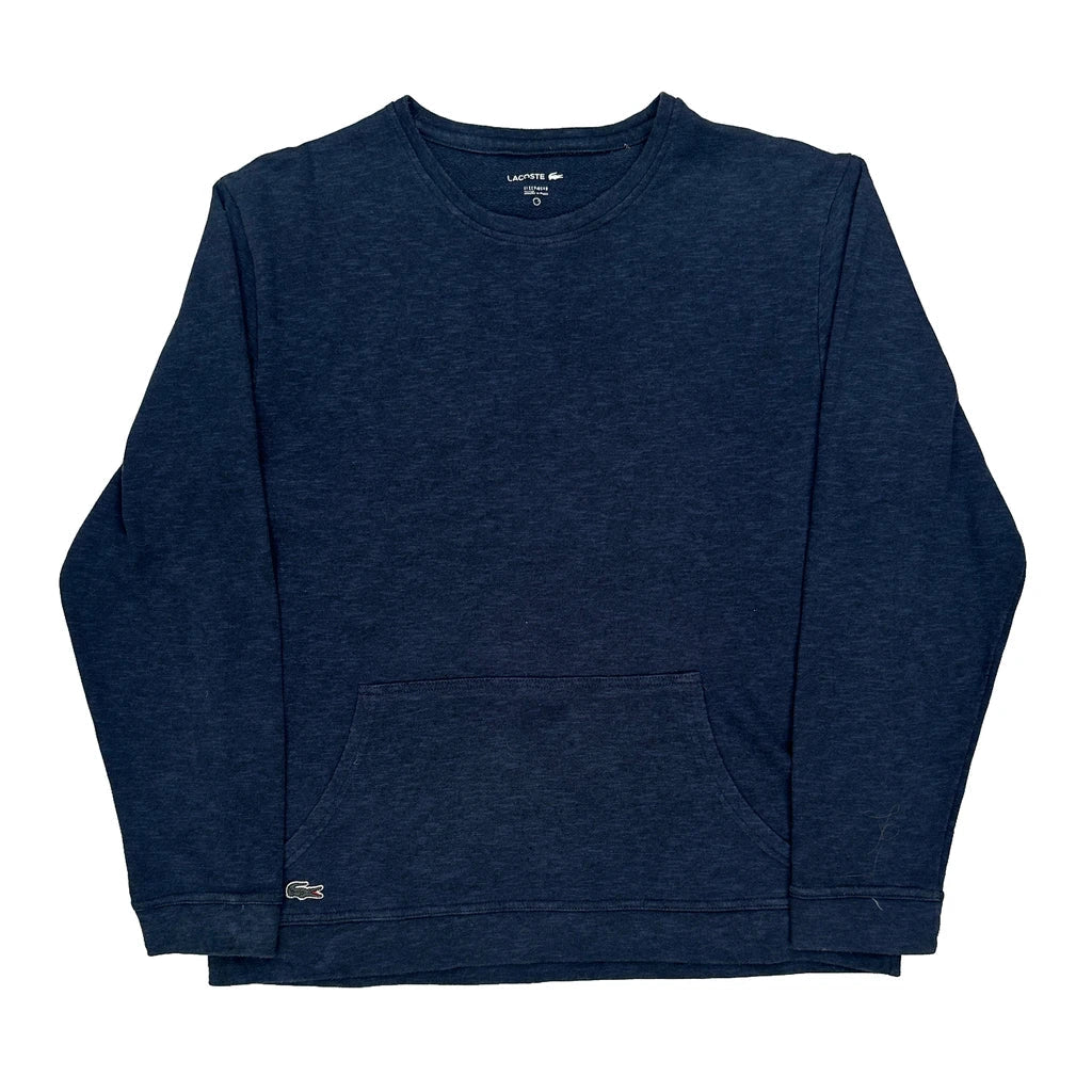 Lacoste Sweatshirt - Medium Blue Cotton Refurbished - Thrifted (note: this is a term often used to describe second- refurbished available on Cerqular