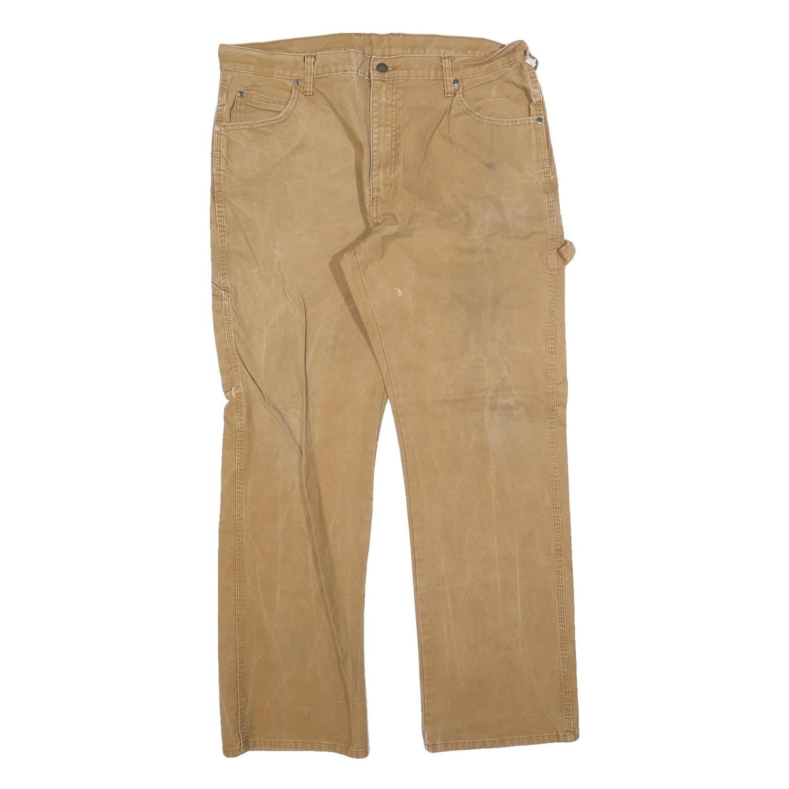 DICKIES Mens Cotton Blend Beige Regular Straight Trousers W36 L32 Workwear Refurbished - N/A refurbished available on Cerqular