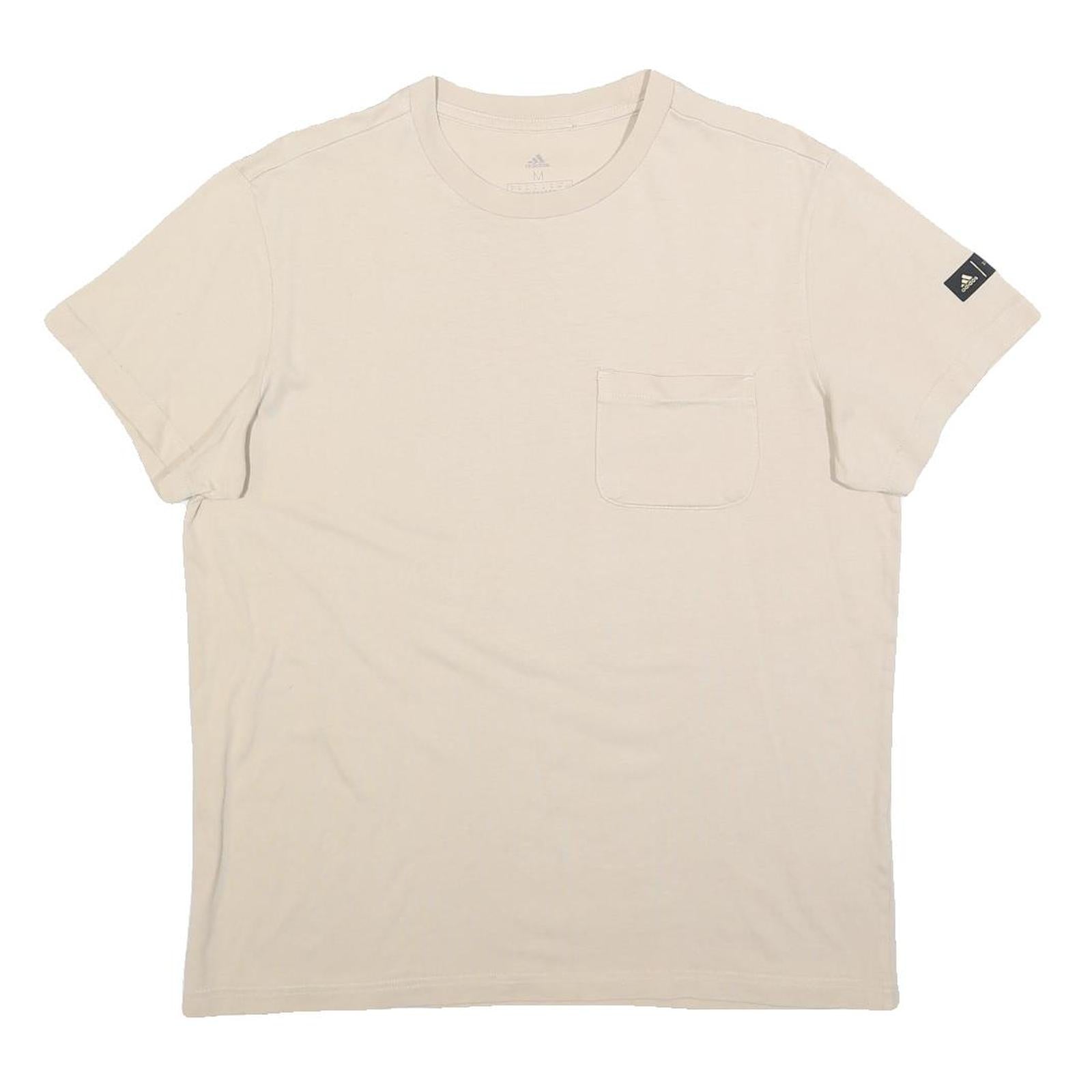 ADIDAS Womens Cream T-Shirt M Short Sleeve Crew Neck Pocket Floral Graphic Refurbished - N/A refurbished available on Cerqular