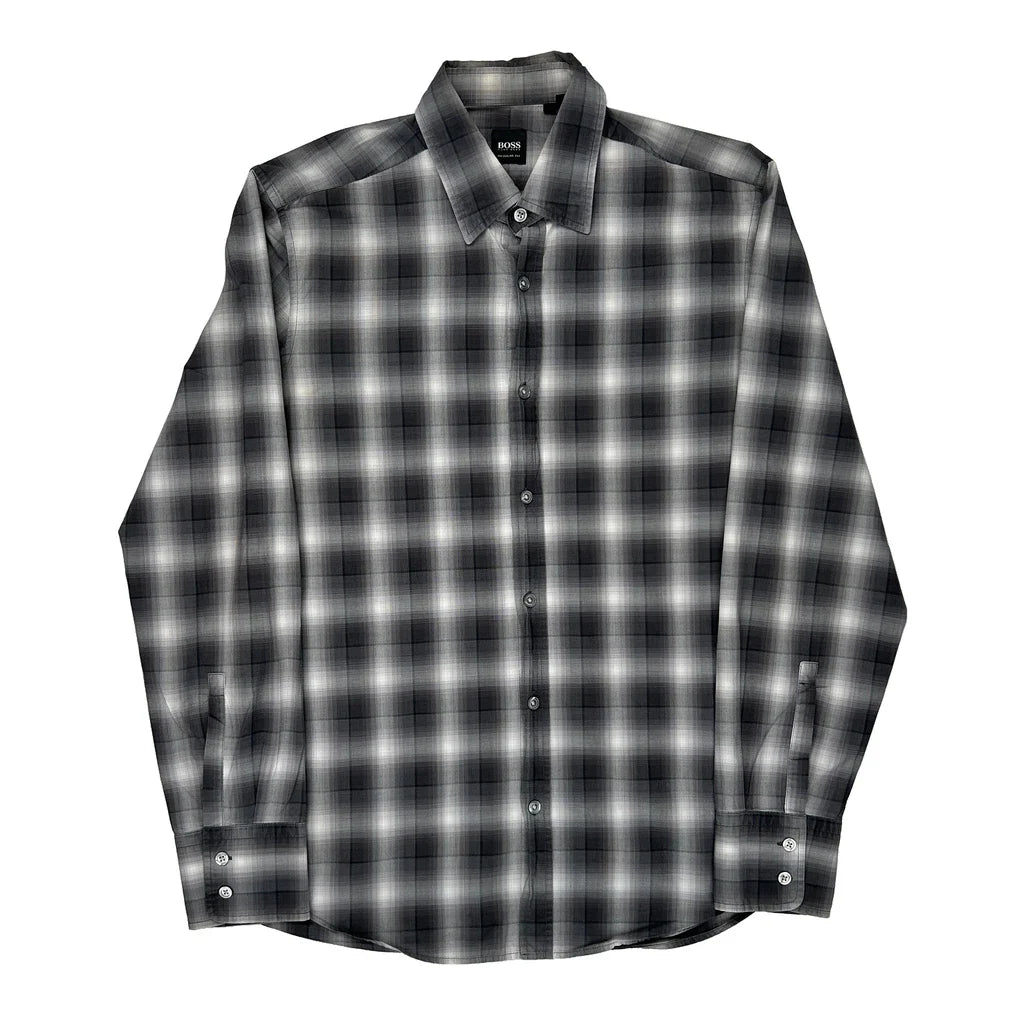 Boss Checked Shirt - Medium White Cotton Refurbished - Thrifted (note: this is a term often used to describe second- refurbished available on Cerqular