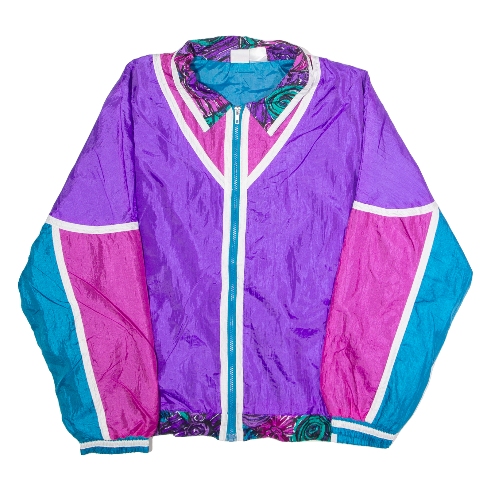 ATHLETIC WORKS Womens Shell Jacket Purple Nylon 90s Colourblock XL Refurbished - N/A refurbished available on Cerqular