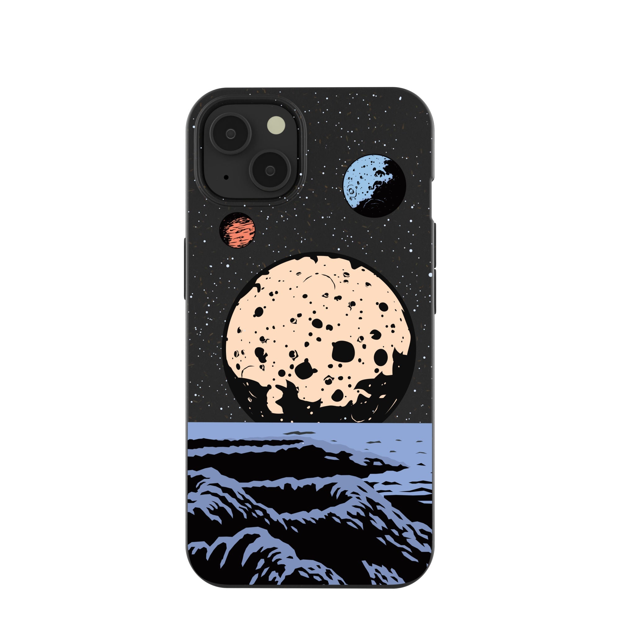 Black Retro Moon iPhone 13 Case Refurbished - Pela Case refurbished available on Cerqular