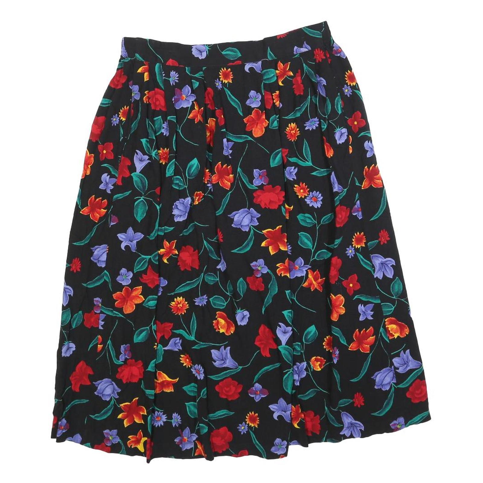 SAG HARBOR Womens Black Floral Print Midi Skirt Polyester Blend S Elegant Refurbished - N/A refurbished available on Cerqular