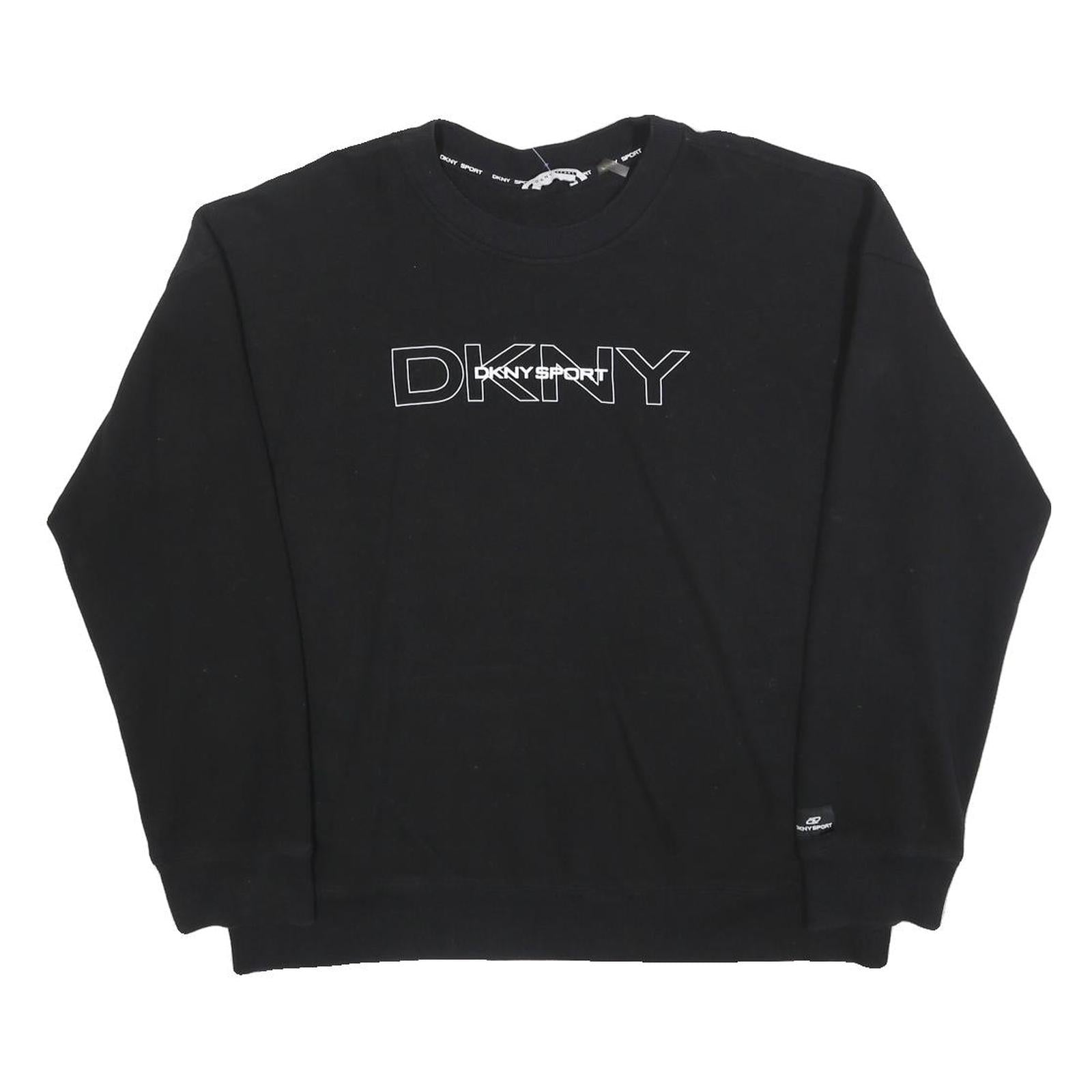 DKNY Womens Black Cotton Blend Crew Neck L Sweatshirt DKNY SPORT Logo Refurbished - N/A refurbished available on Cerqular