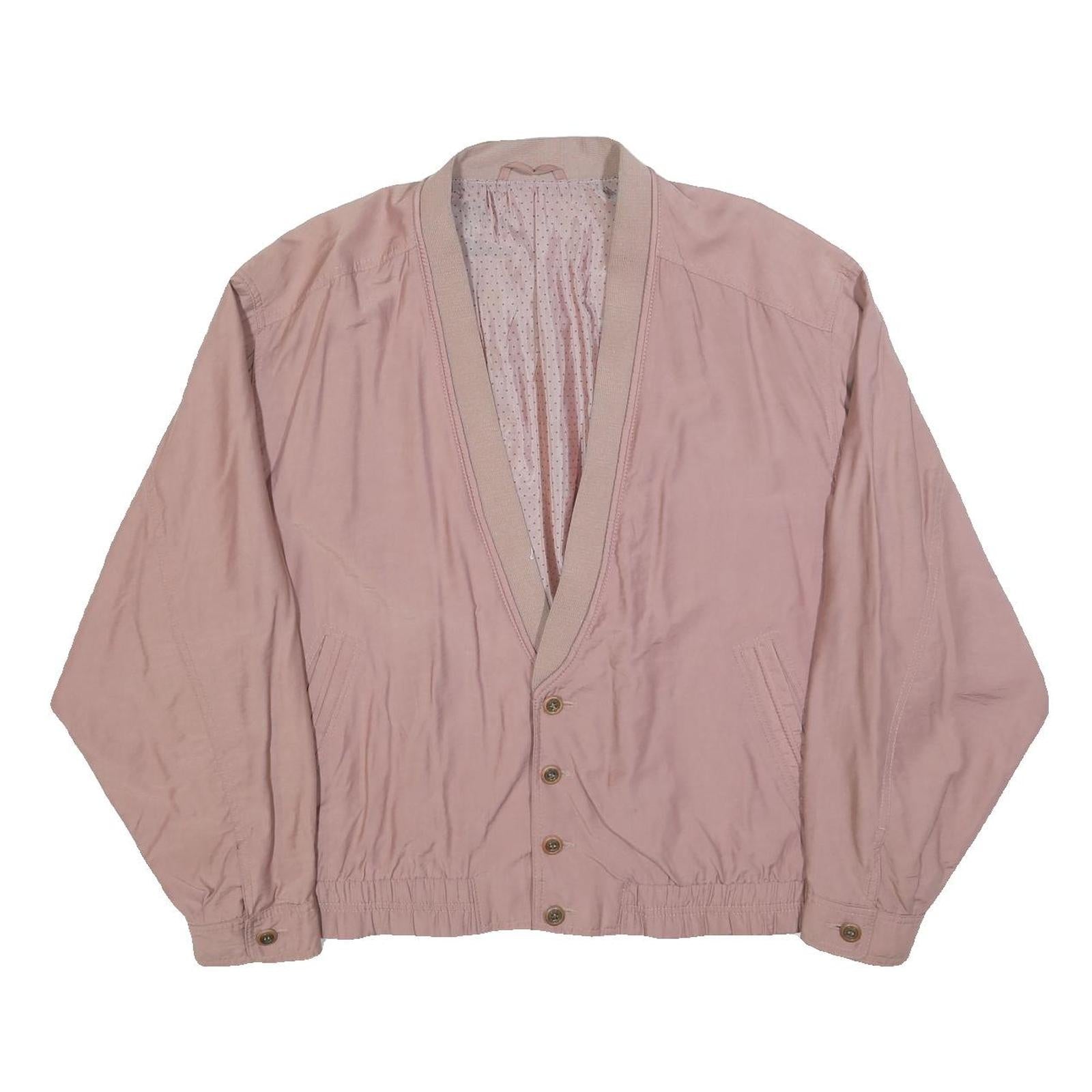 Mens Pink Button Jacket L Polyester Blend Plain Casual Lightweight Refurbished - N/A refurbished available on Cerqular