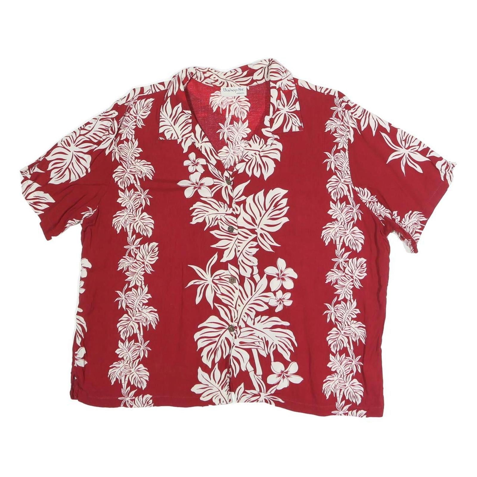 BISHOP ST Womens Red Floral Cotton Blend Shirt Short Sleeve Collared XL Casual Refurbished - N/A refurbished available on Cerqular