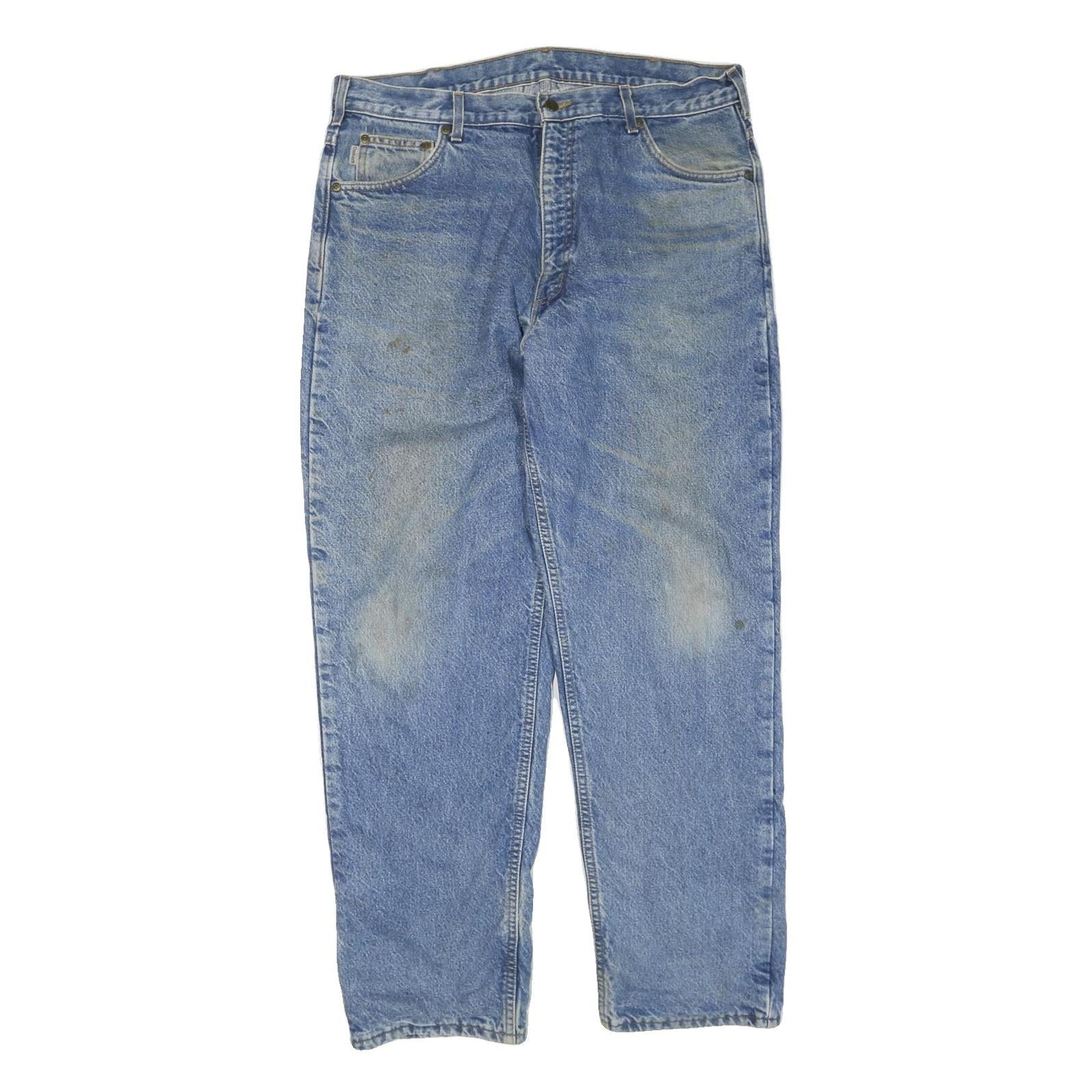 CARHARTT Mens Light Blue Regular Fit Straight Denim Cotton Blend Jeans W38 L32 Refurbished - N/A refurbished available on Cerqular