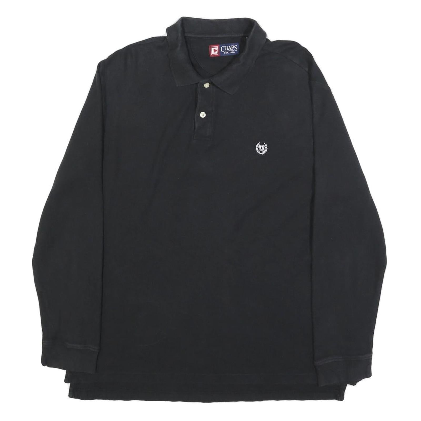 CHAPS Mens Black Long Sleeve Cotton Blend Polo Shirt XL Classic Fit Embroidered Refurbished - N/A refurbished available on Cerqular
