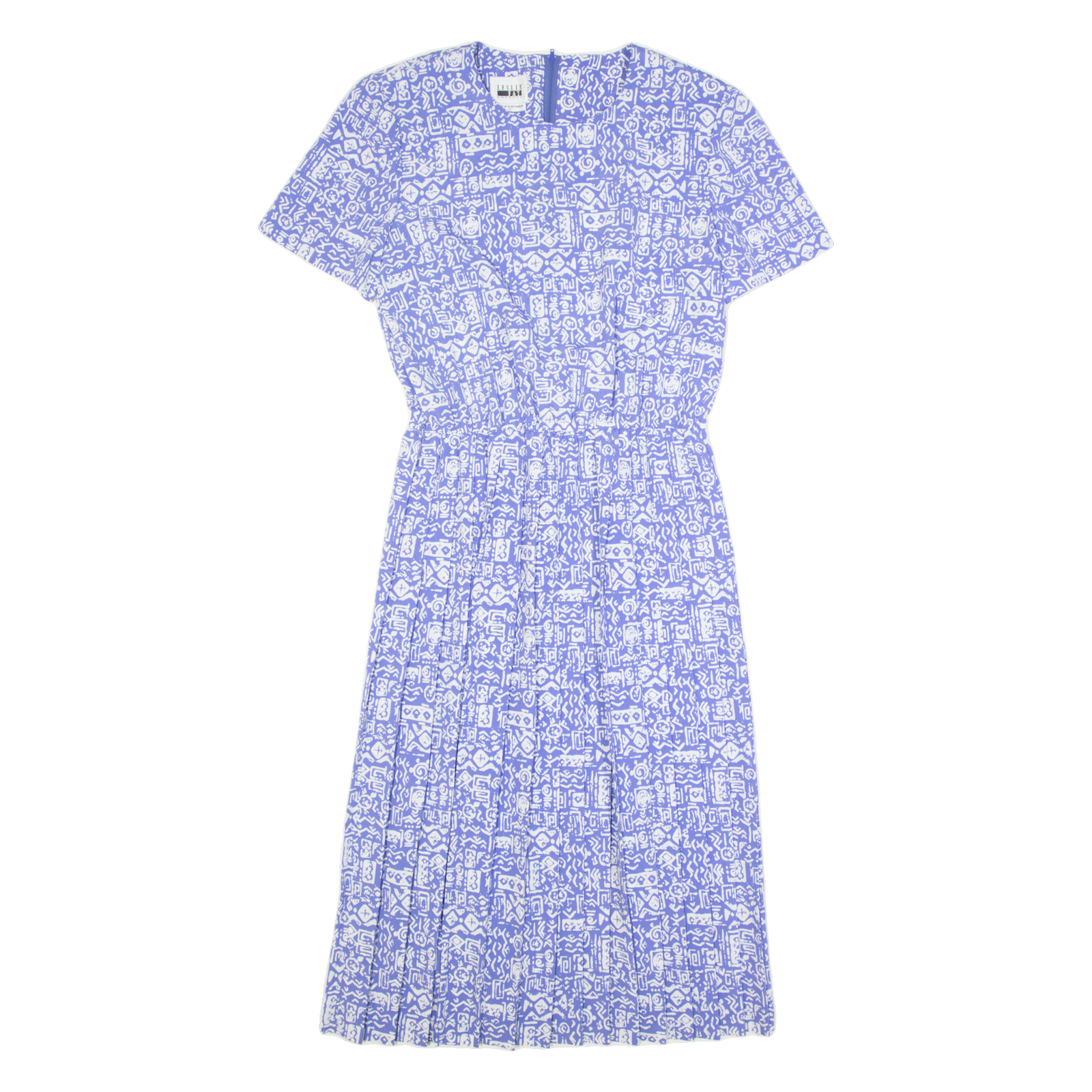 LESLIE FAY Womens Fit & Flare Dress Blue 90s Crazy Pattern Midi M Refurbished - N/A refurbished available on Cerqular