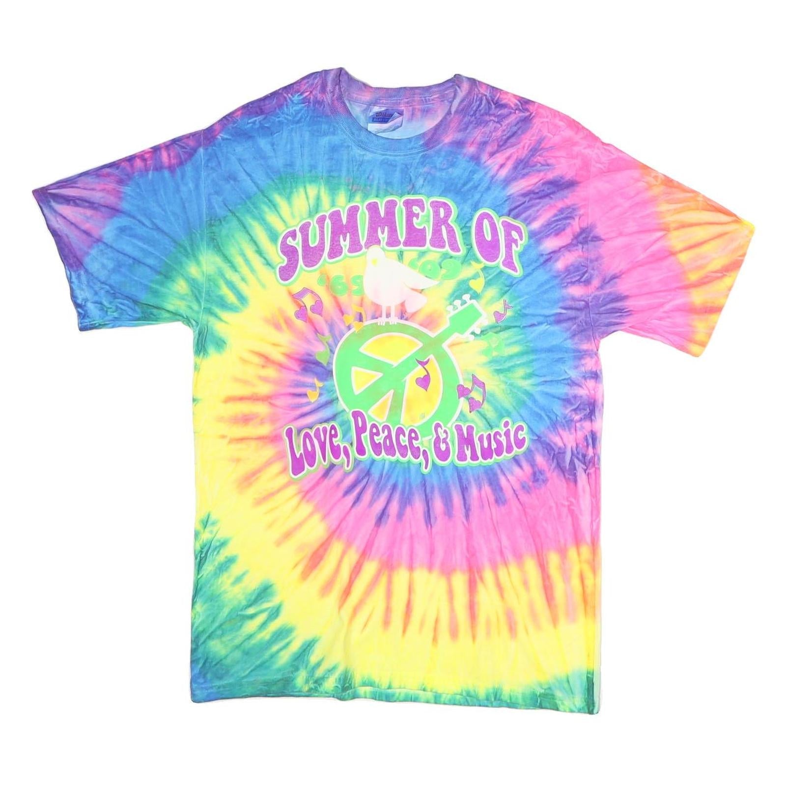 HANES Mens Multicolour Tie Dye Graphic T-Shirt M Short Sleeve Crew Neck Peace Refurbished - N/A refurbished available on Cerqular