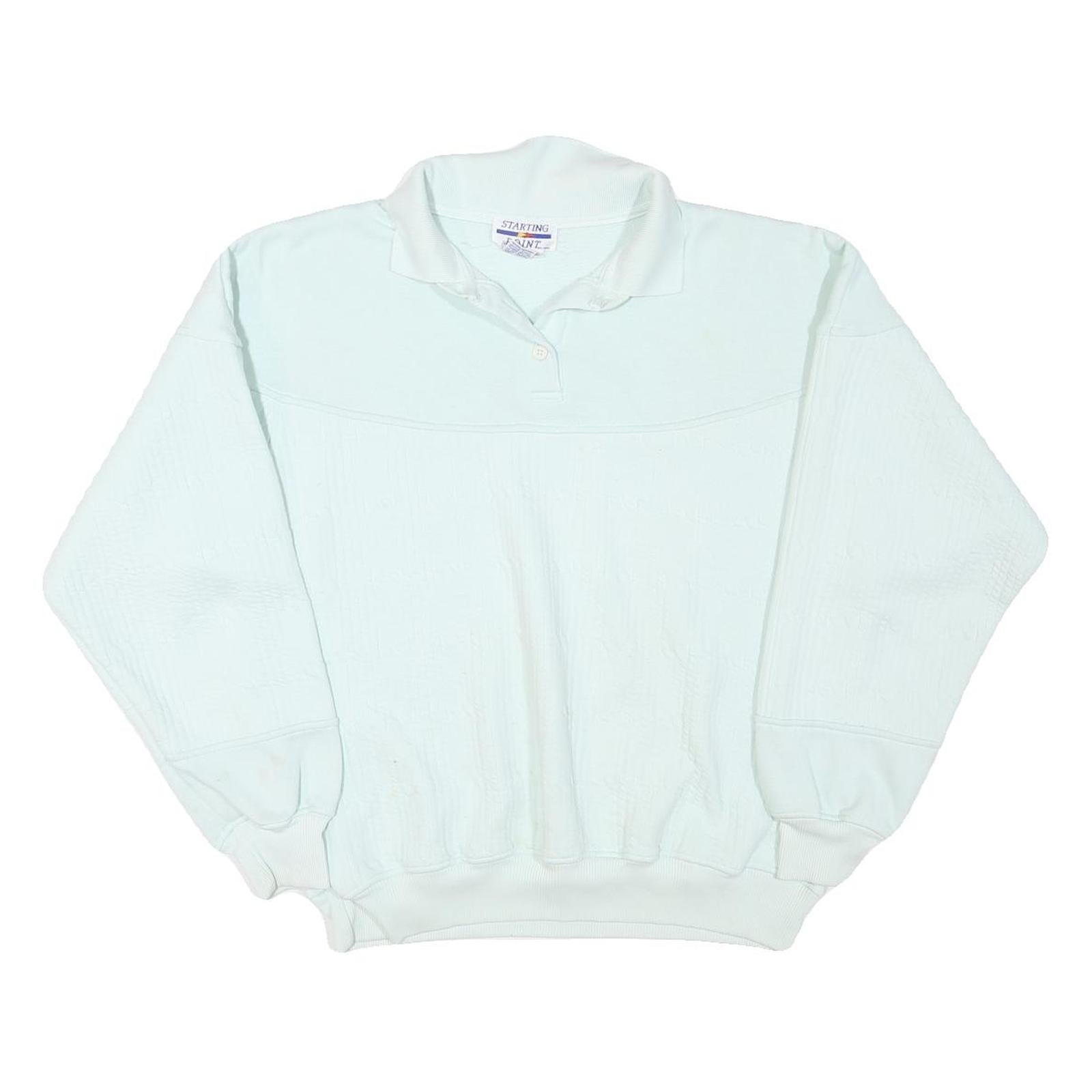 STARTING POINT Womens White Polo Collar L Cotton Blend Sweatshirt Pullover Refurbished - N/A refurbished available on Cerqular